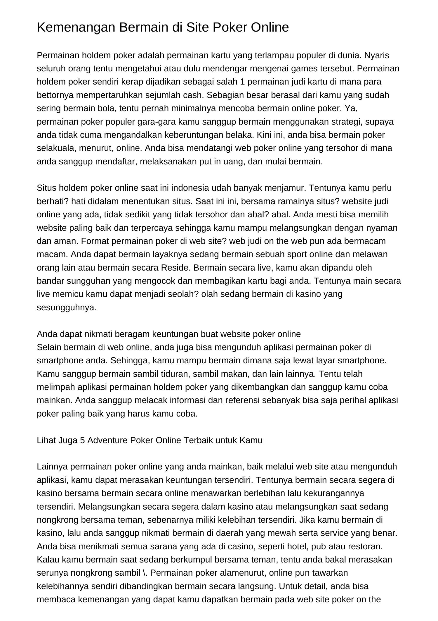 Keuntungan Bermain di Situs Poker Onlineefuml.pdf.pdf | DocDroid