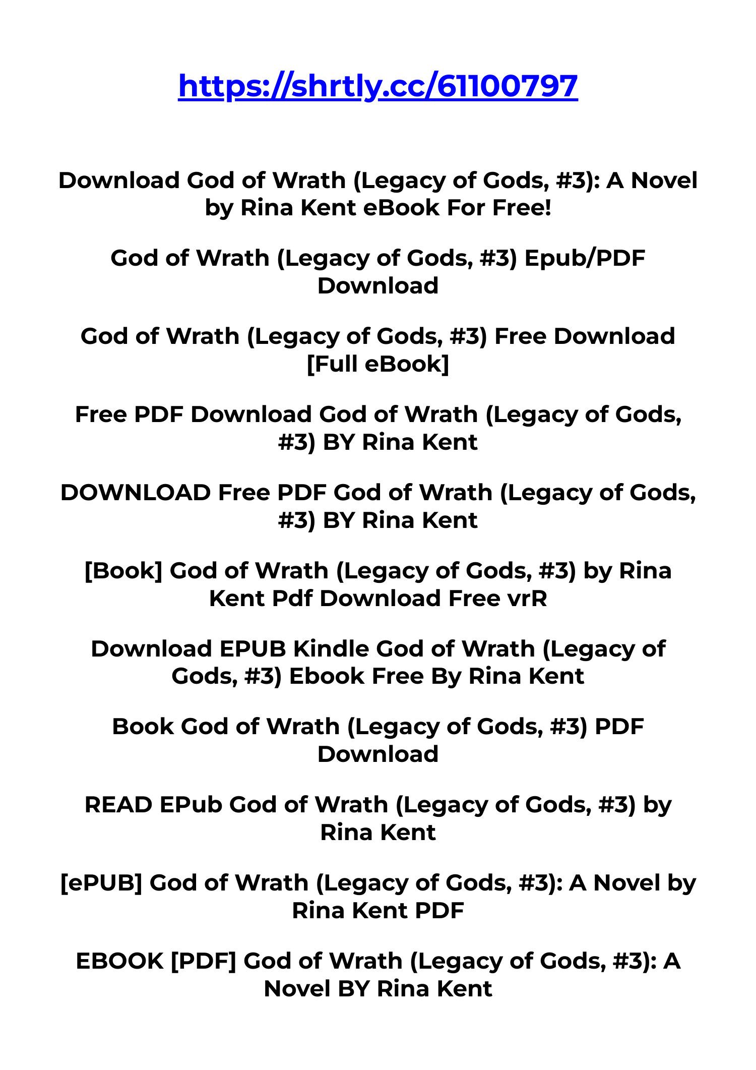 God of Wrath (Legacy of Gods, #3) by Rina Kent