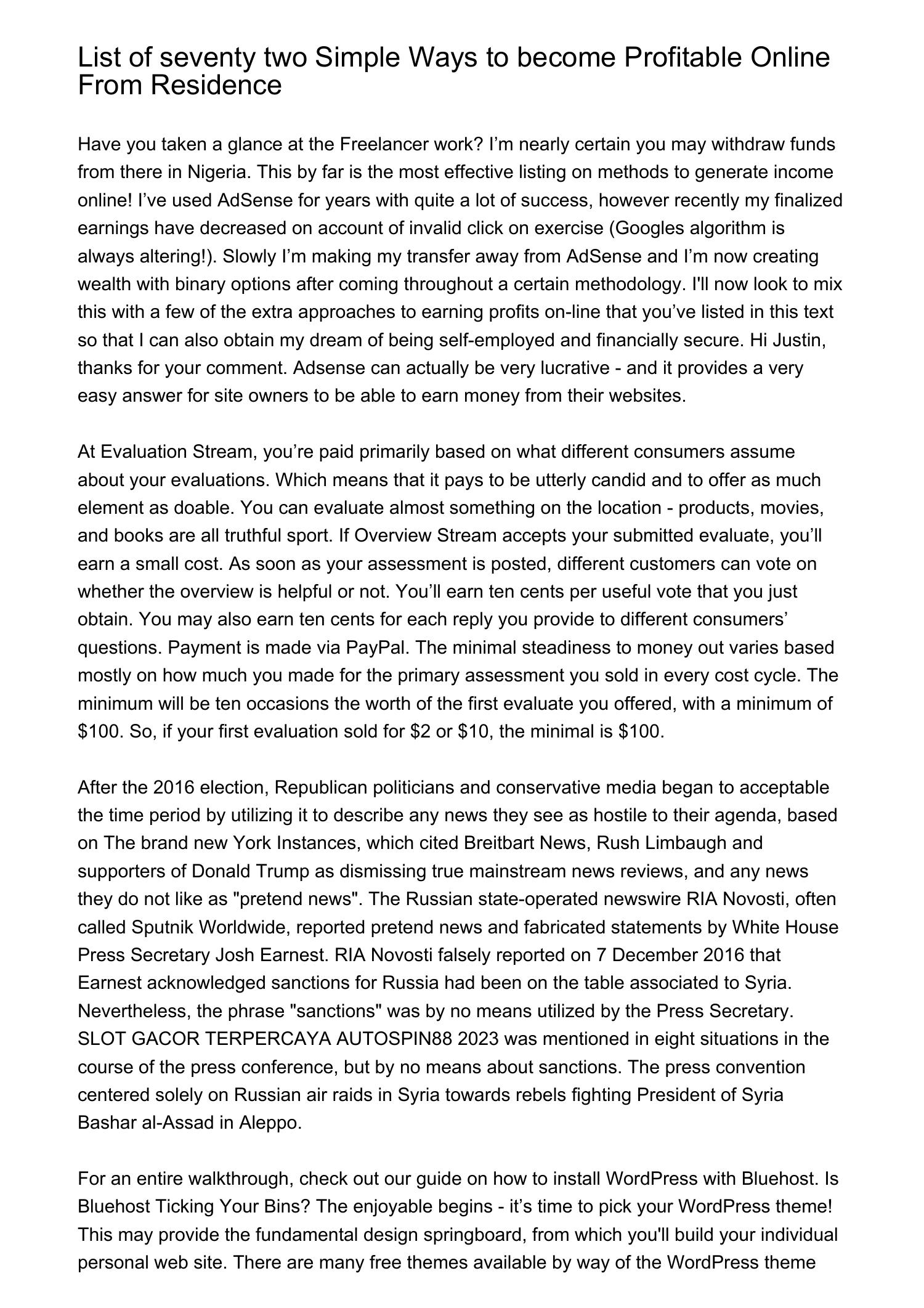 Record Of Seventy Two Simple Methods To Earn A Living Online From 