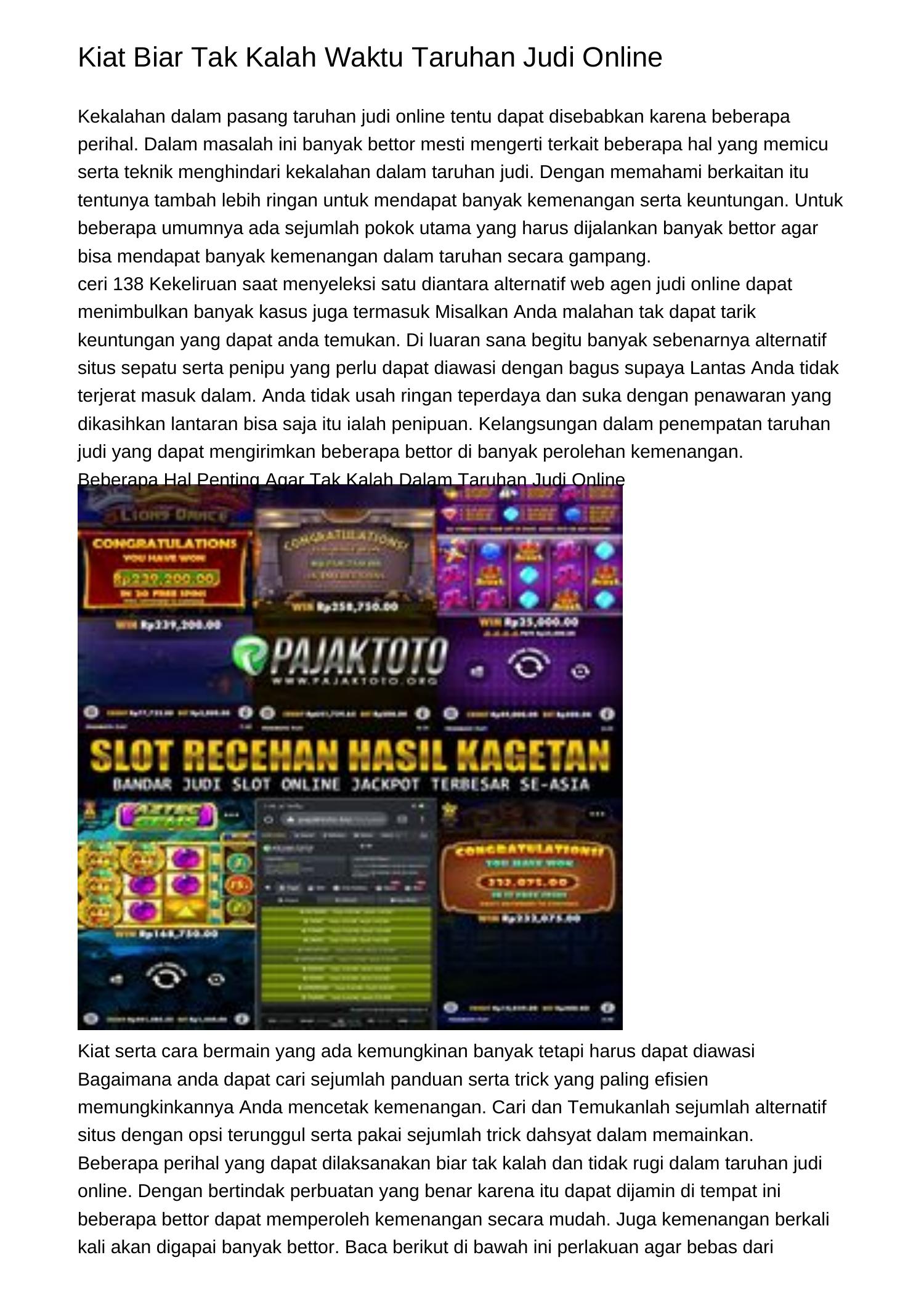 Strategi Biar Tak Kalah Waktu Taruhan Judi Onlinectrlw.pdf.pdf | DocDroid