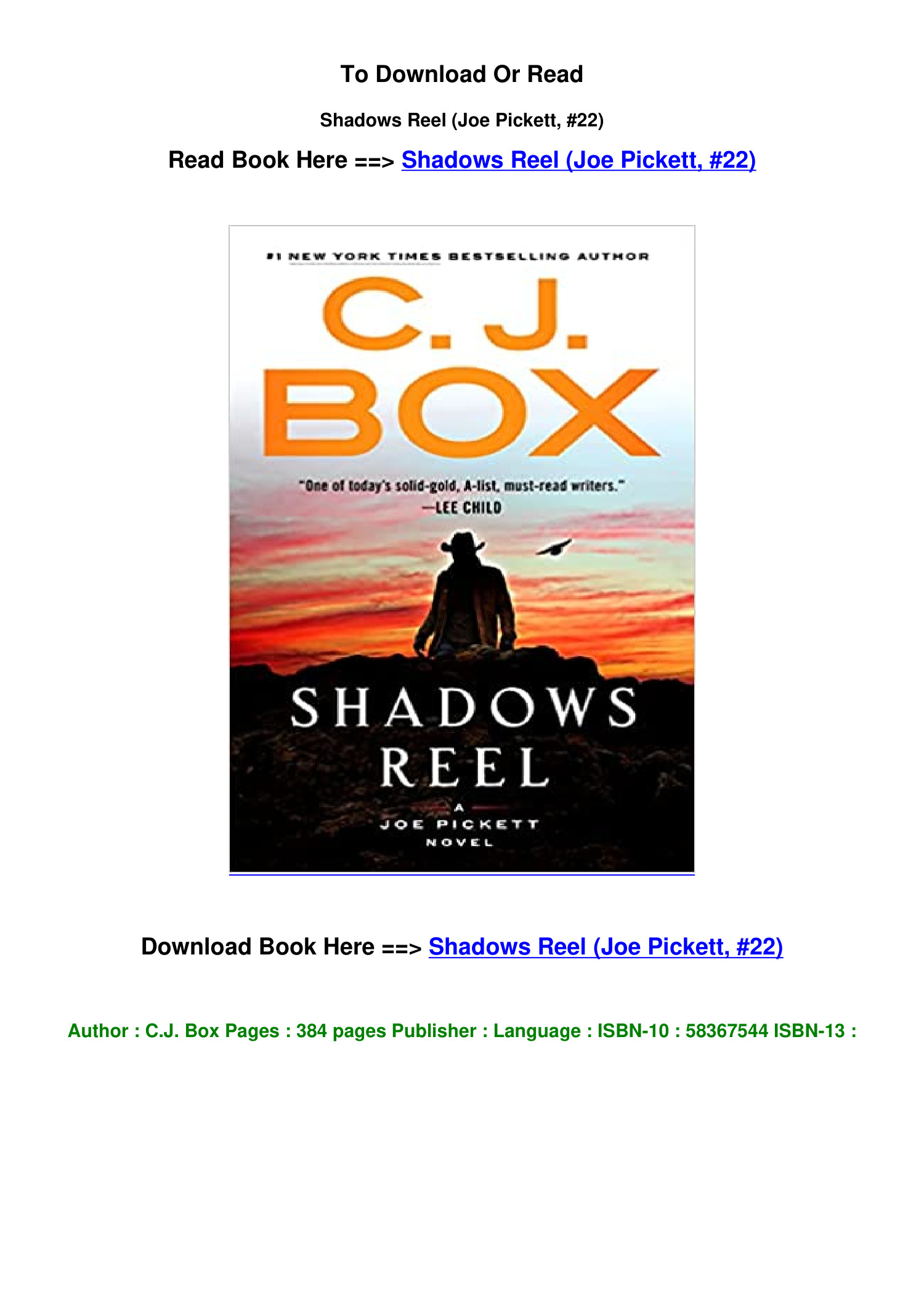 ePub Download Shadows Reel Joe Pickett 22 BY C J Box.pdf