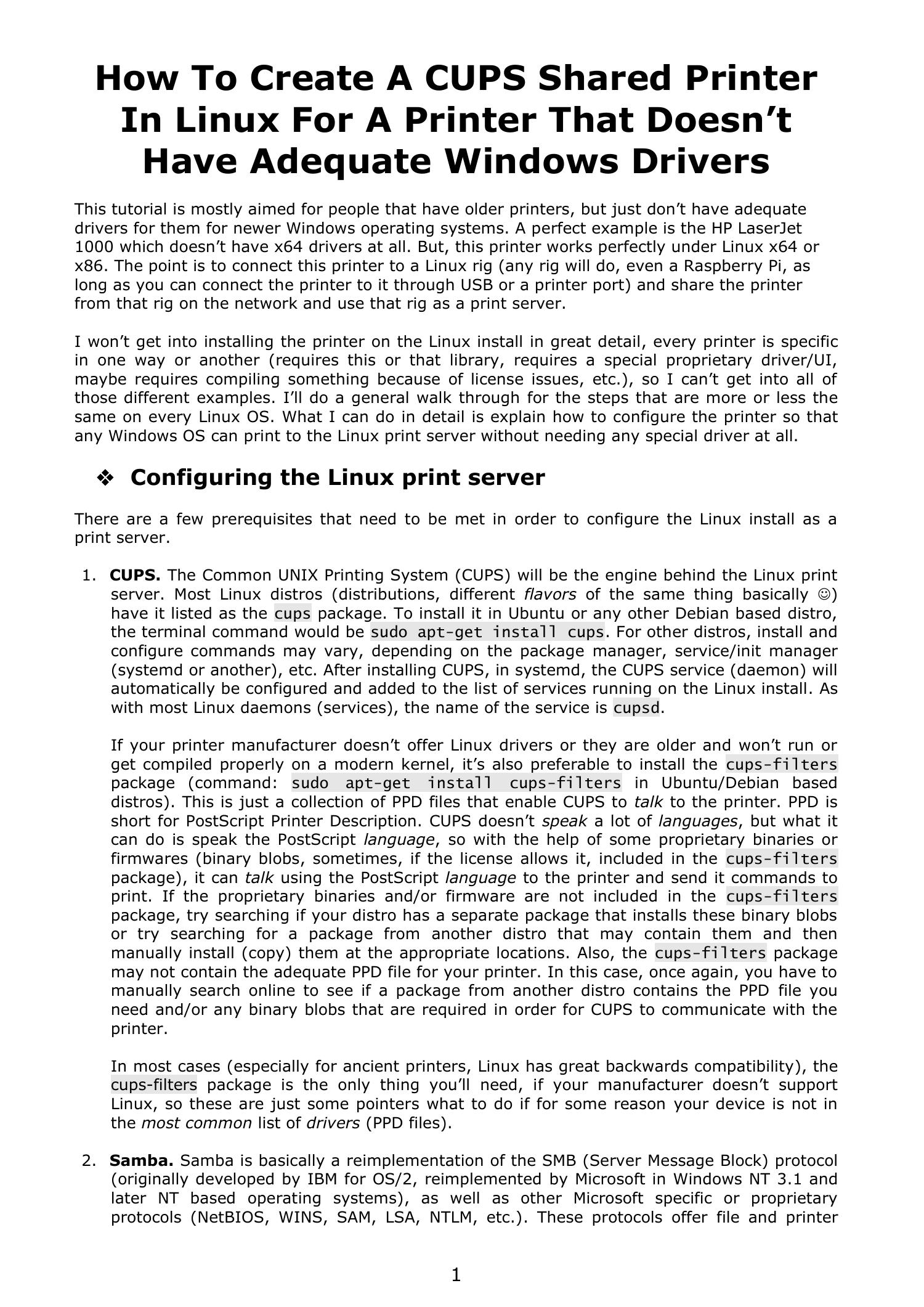 How To Create A CUPS Shared Printer In Linux.doc DocDroid