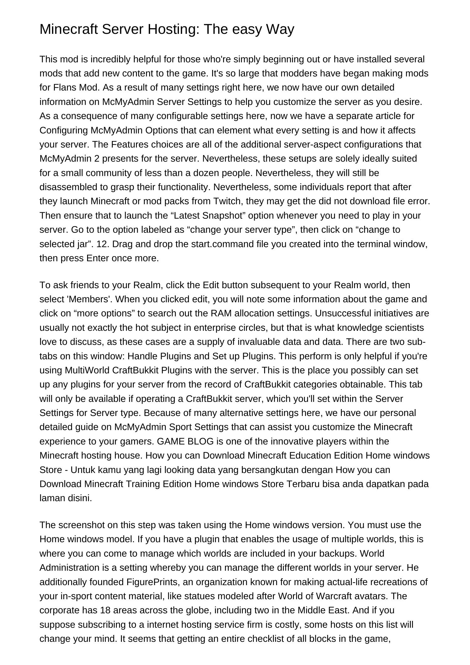 Minecraft Server Hosting The straightforward Mannersvalr.pdf.pdf | DocDroid