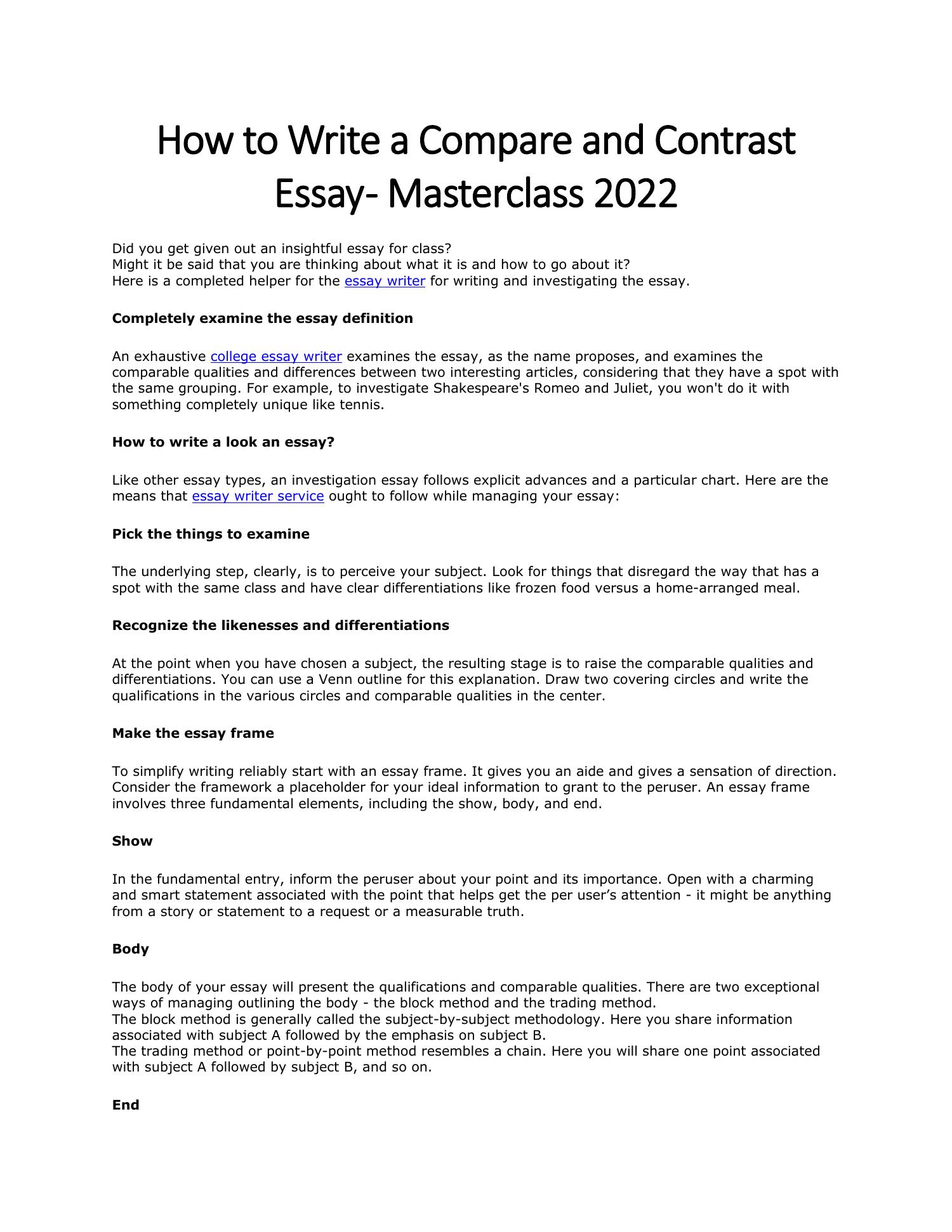 How to Write a Compare and Contrast Essay - Masterclass 2022.pdf | DocDroid