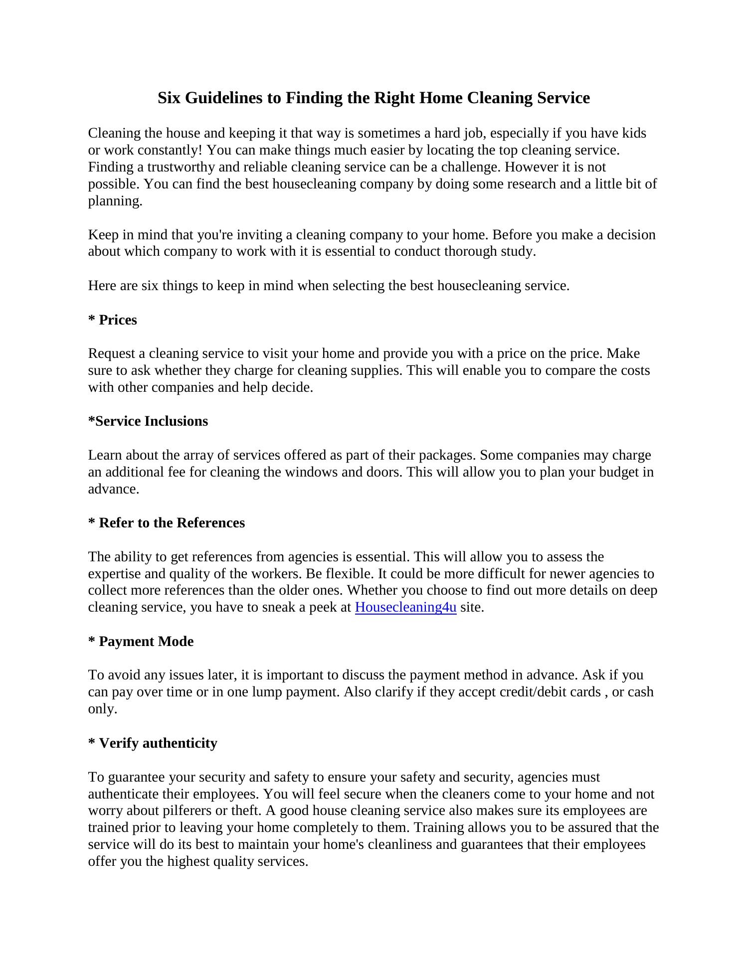 Six Guidelines to Finding the Right Home Cleaning Service.pdf DocDroid