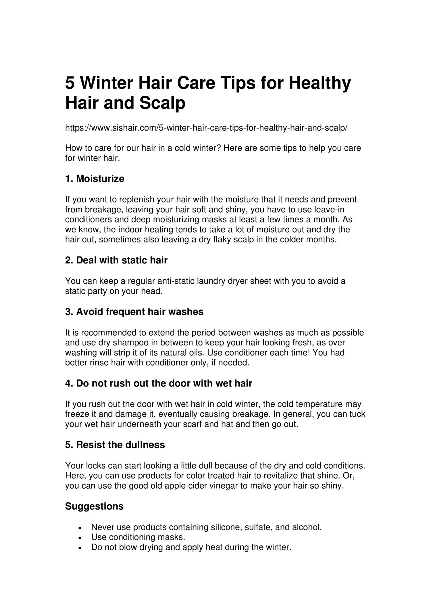 5 Winter Hair Care Tips for Healthy Hair and  | DocDroid