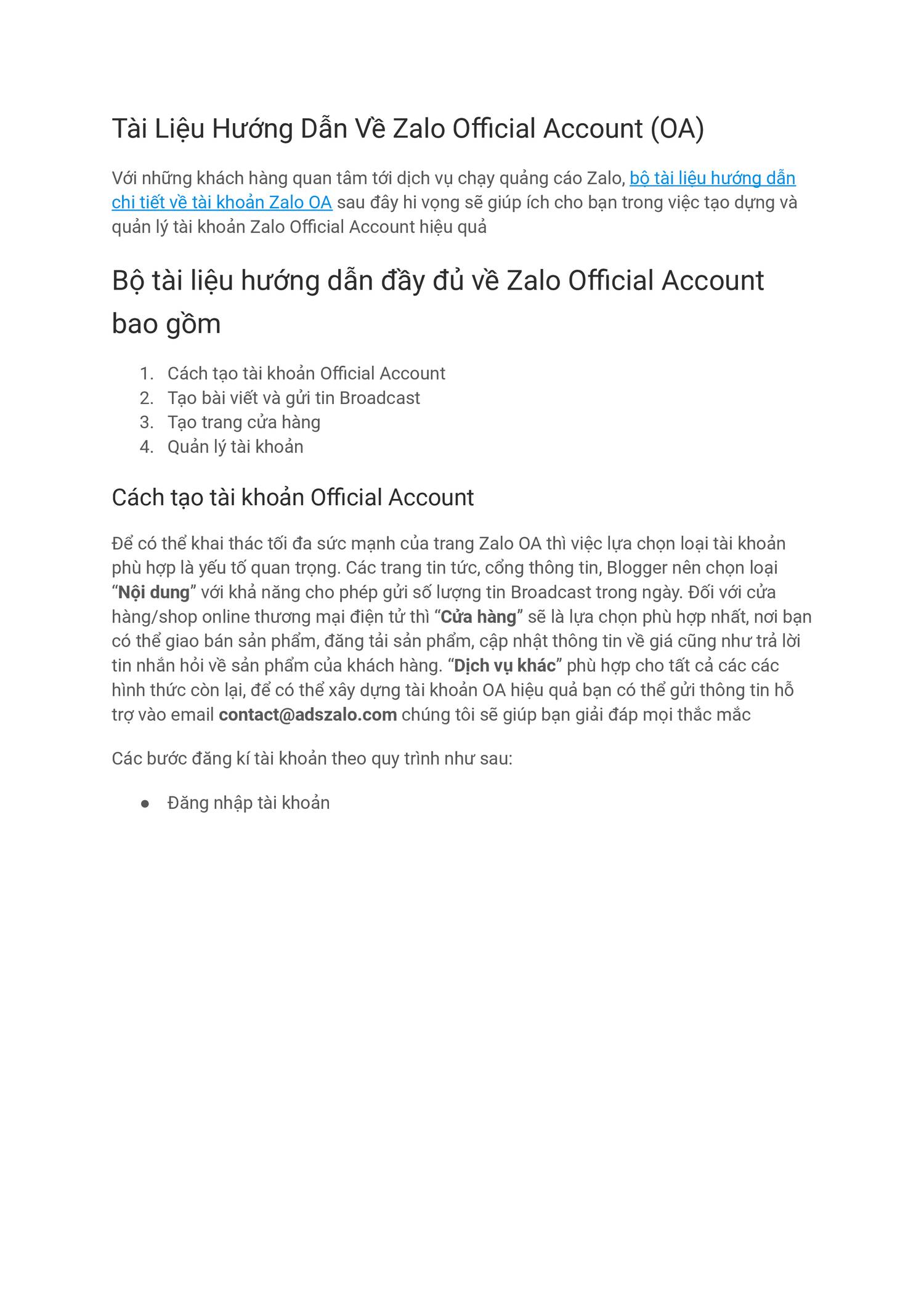 T i Li u H ng D n V Zalo Official Account OA pdf DocDroid