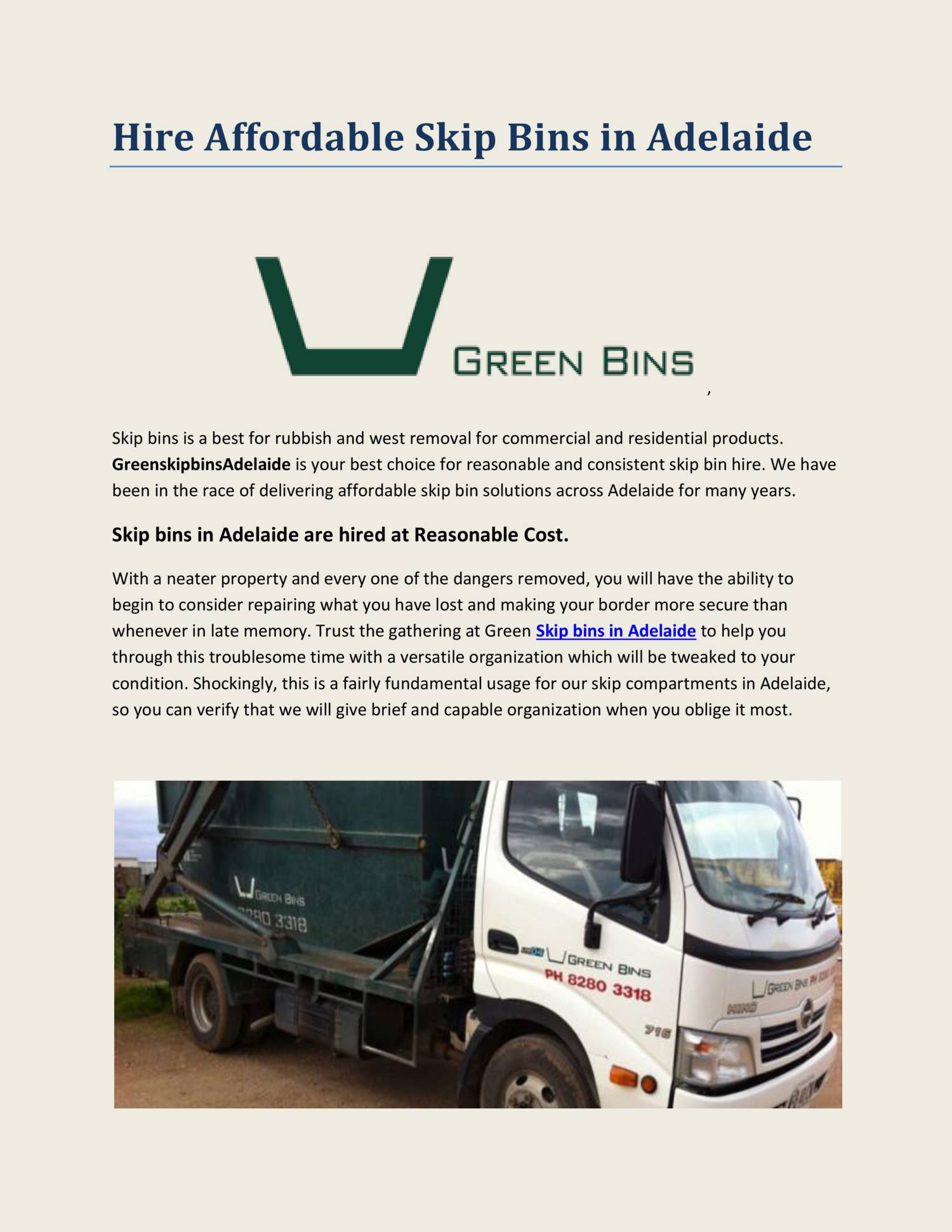 Hire Affordable Skip Bins in AdelaideGreenSkipbinsAdelaide.docx DocDroid