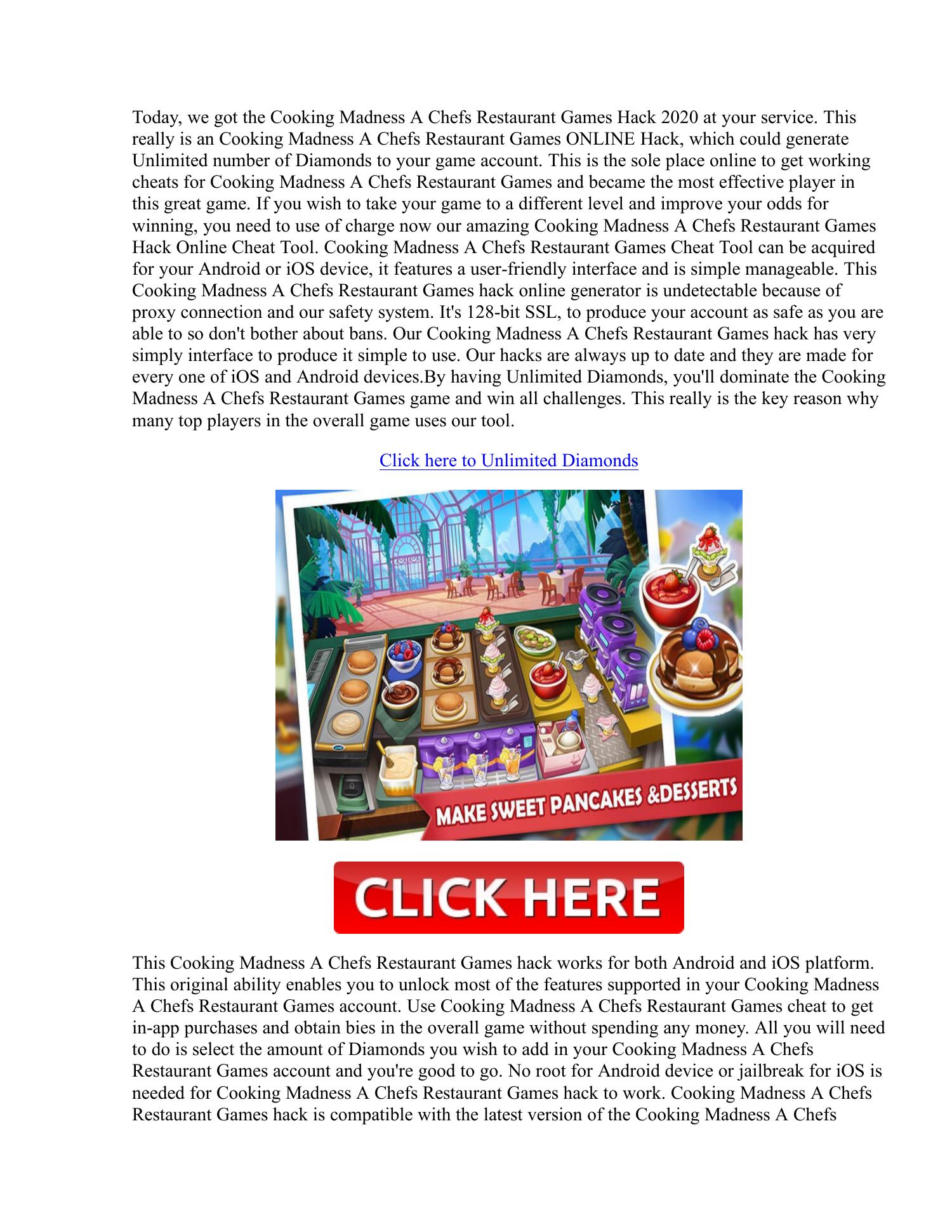 !news! Cooking Madness A Chefs Restaurant Games Hack Diamonds Generator