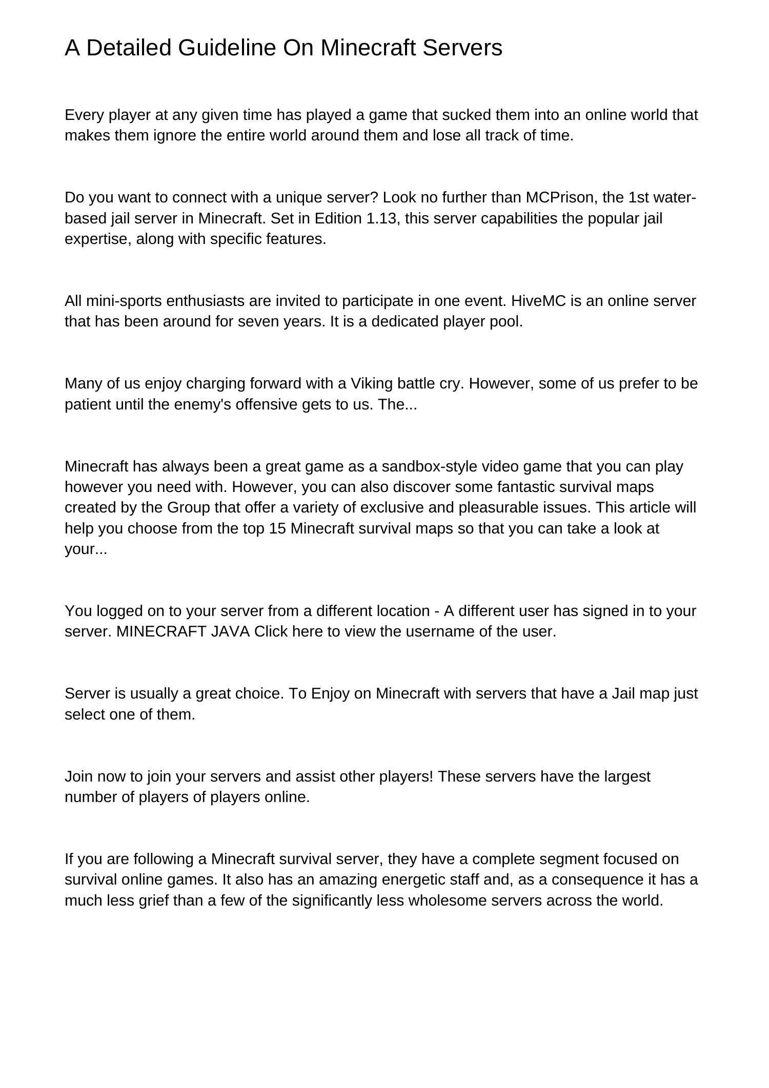 Minecraft Doc Examples Detailed Notes On Minecraft Serversofhjt.pdf.pdf | DocDroid