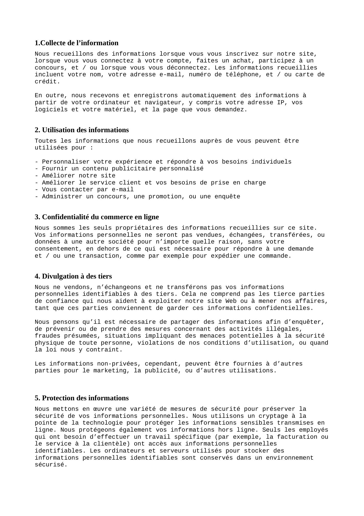 Politique De Confidentialit