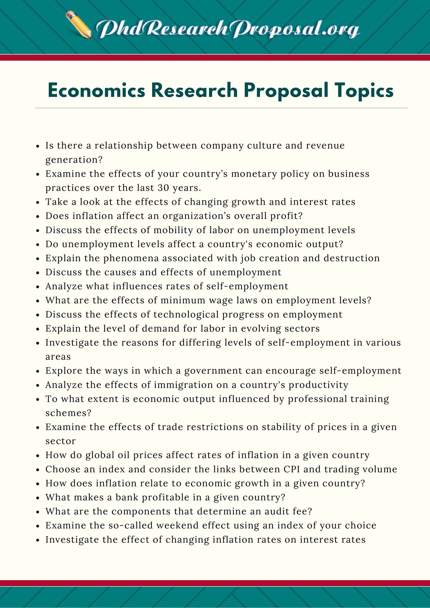 research proposal on economics topics