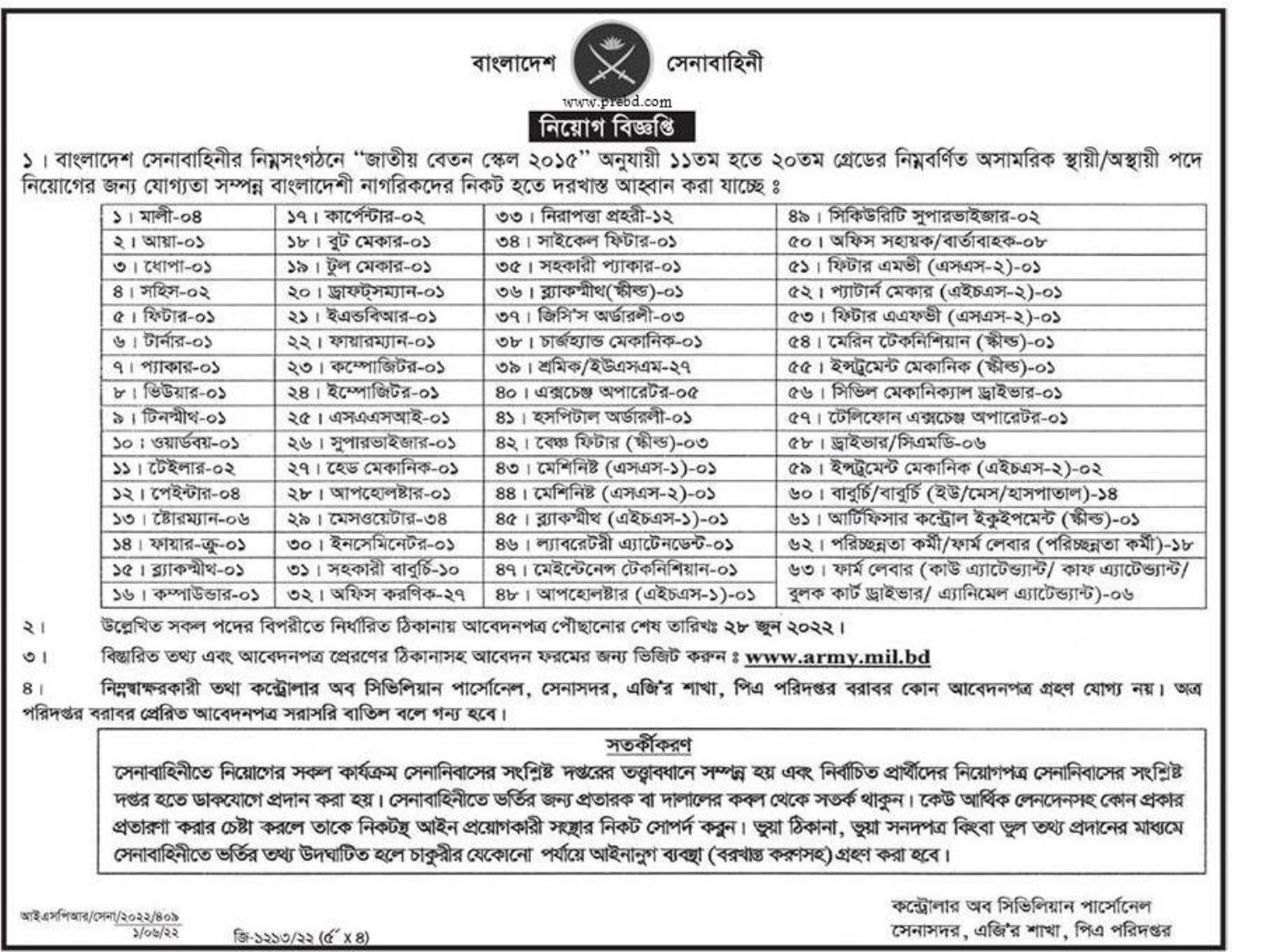 Bangladesh Army Civilian Job Circular 2022 Pdf Docdroid