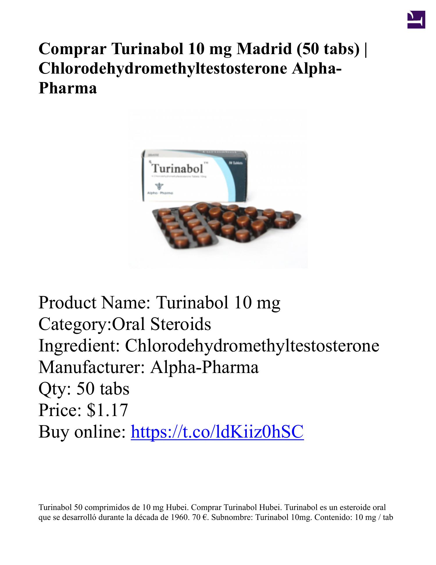 Comprar Turinabol 10 Mg Madrid 50 Tabs Alpha Pharma pdf DocDroid