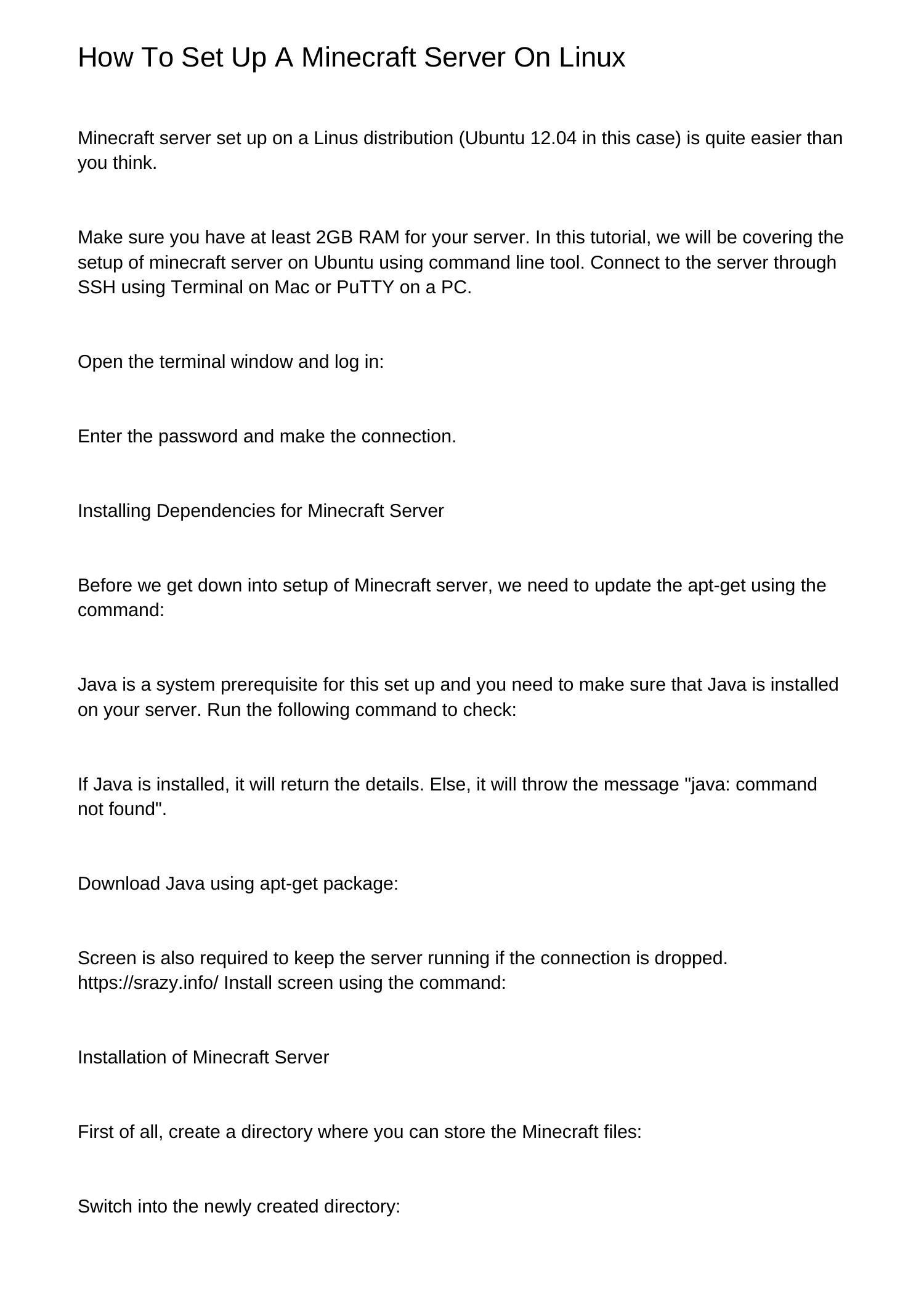 How To Set Up A Minecraft Server On Linuxwhgpu.pdf.pdf | DocDroid