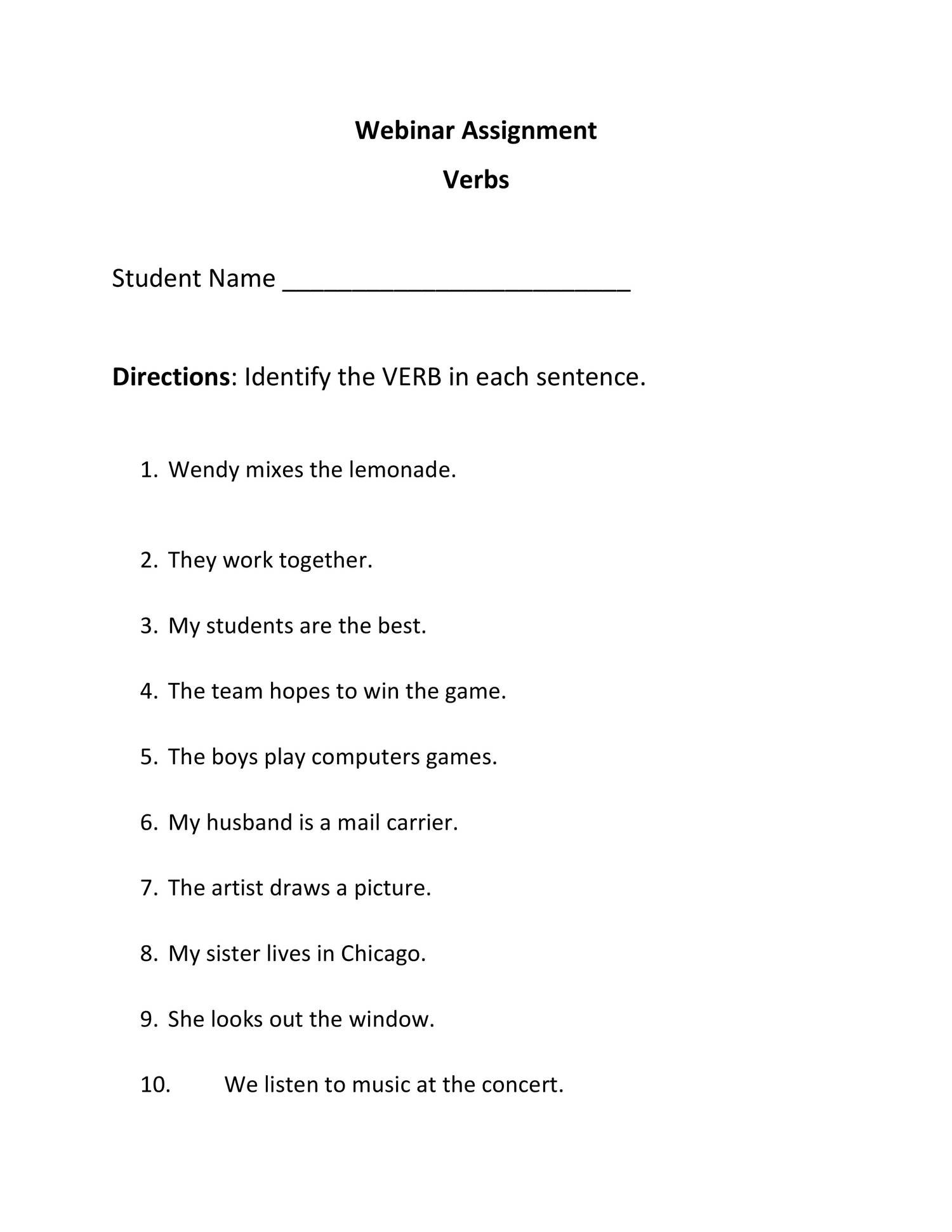 assignment for verb