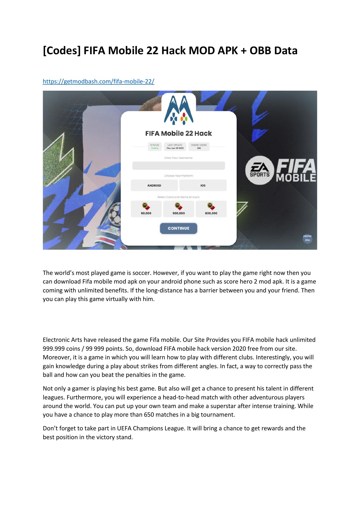 FIFA 22 Mobile Hack Mod Apk Android iOS Codes.pdf
