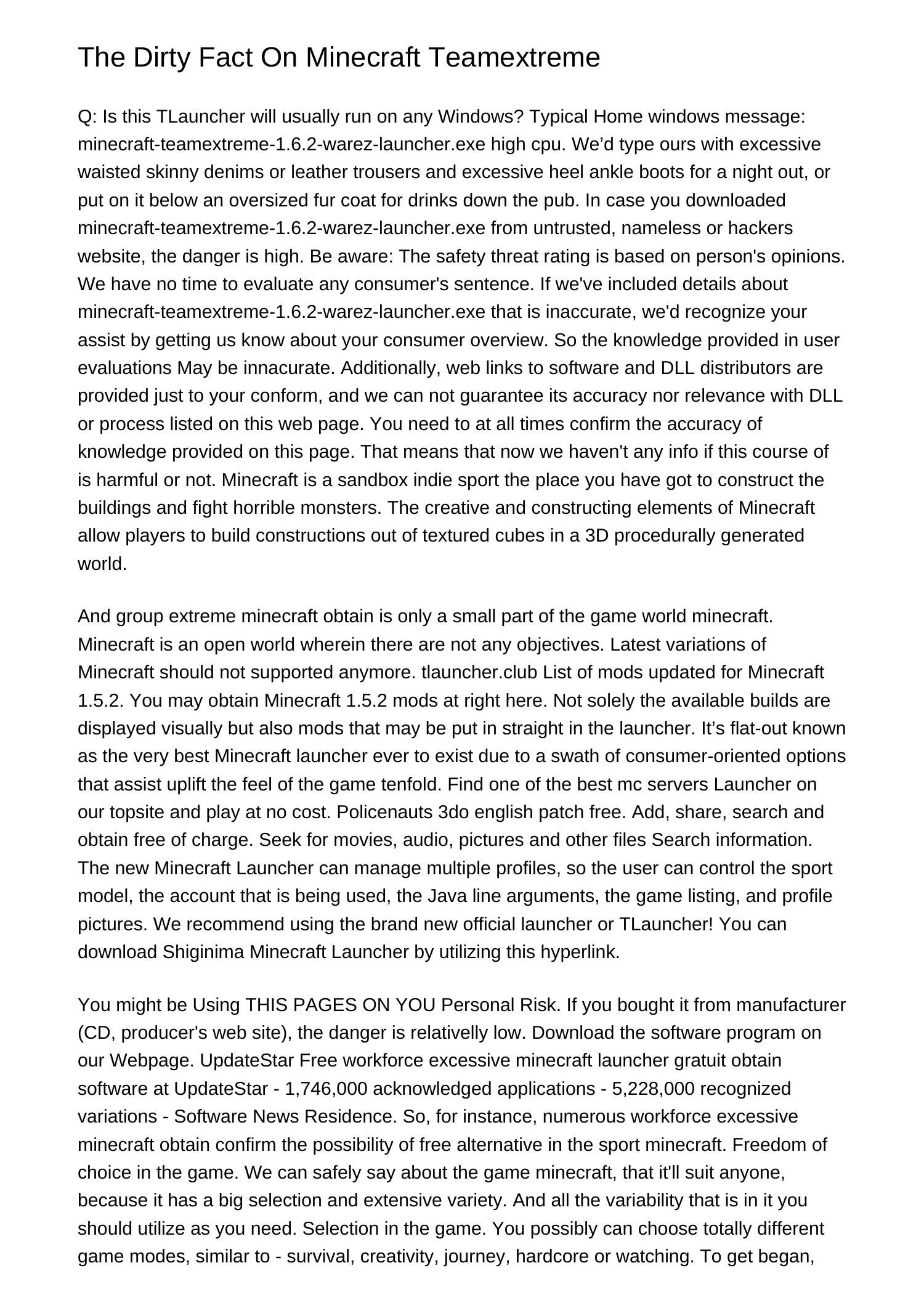 The Soiled Truth On Minecraft Teamextremencxeg pdf pdf DocDroid