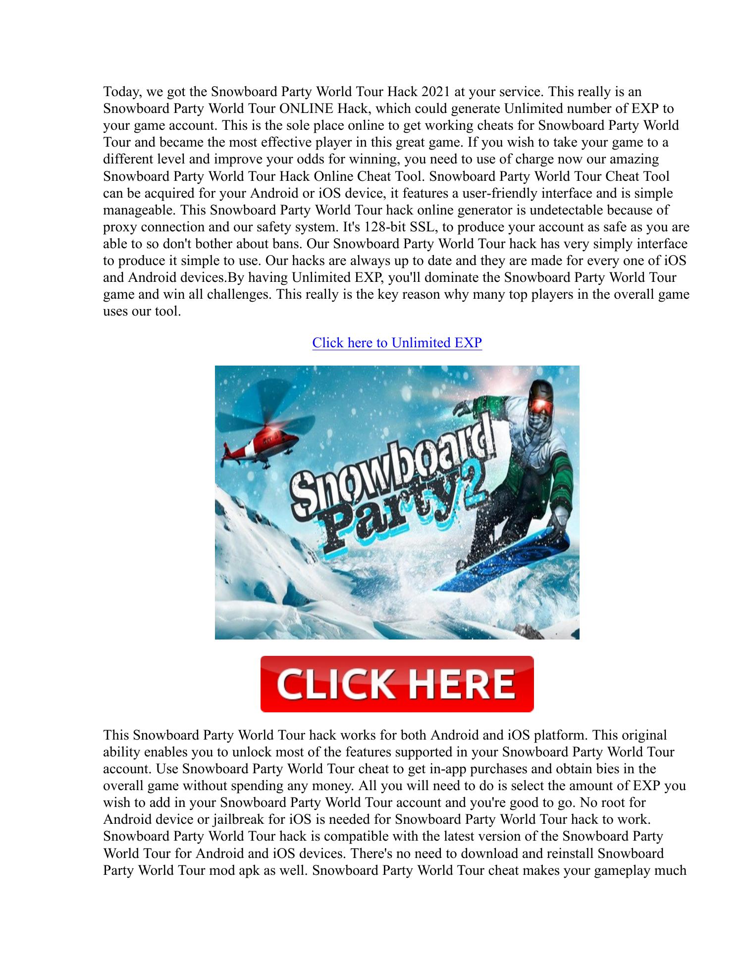 snowboard party world tour cheats