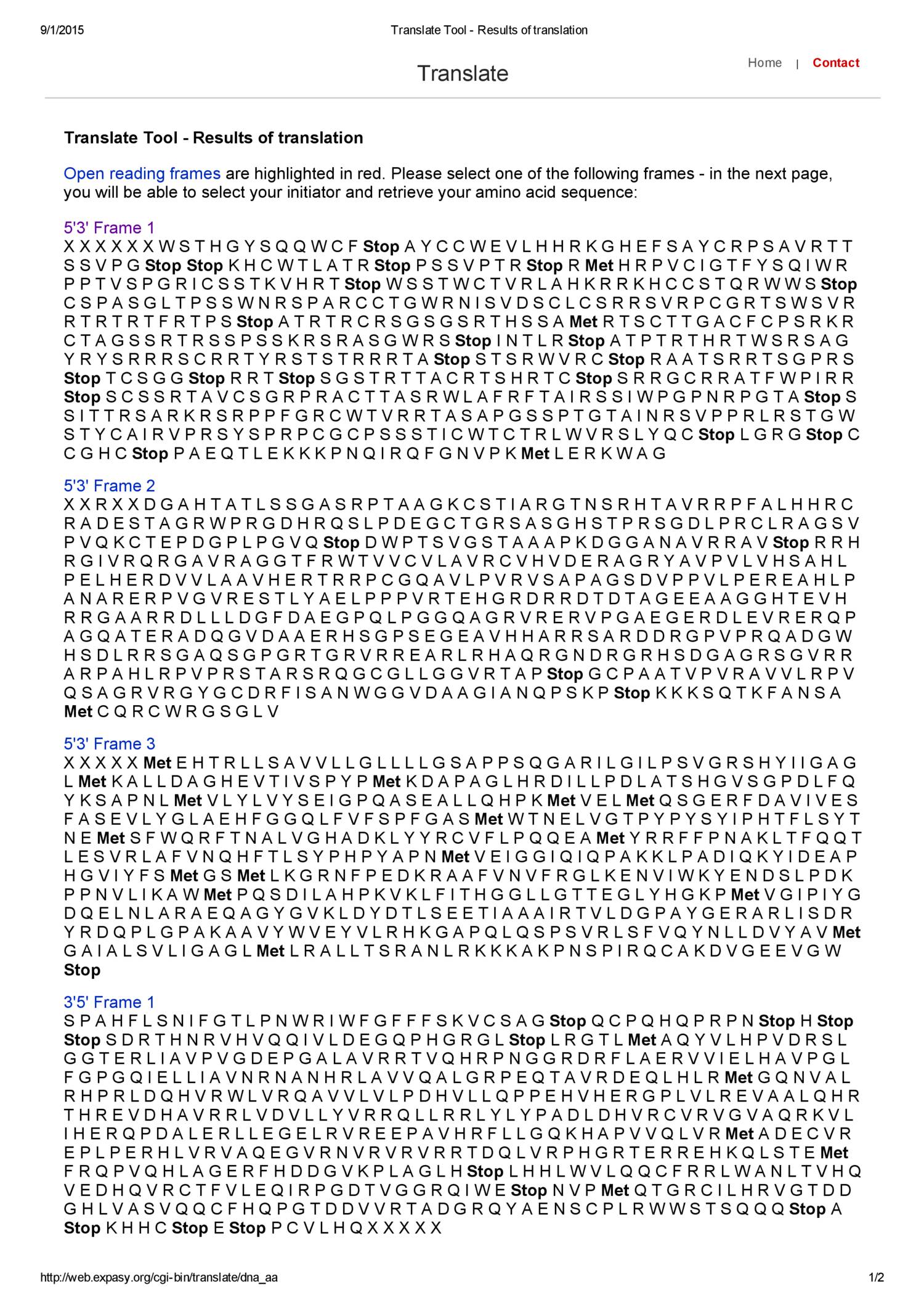 contig 1 EXPASY Translate Tool Results of translation.pdf DocDroid
