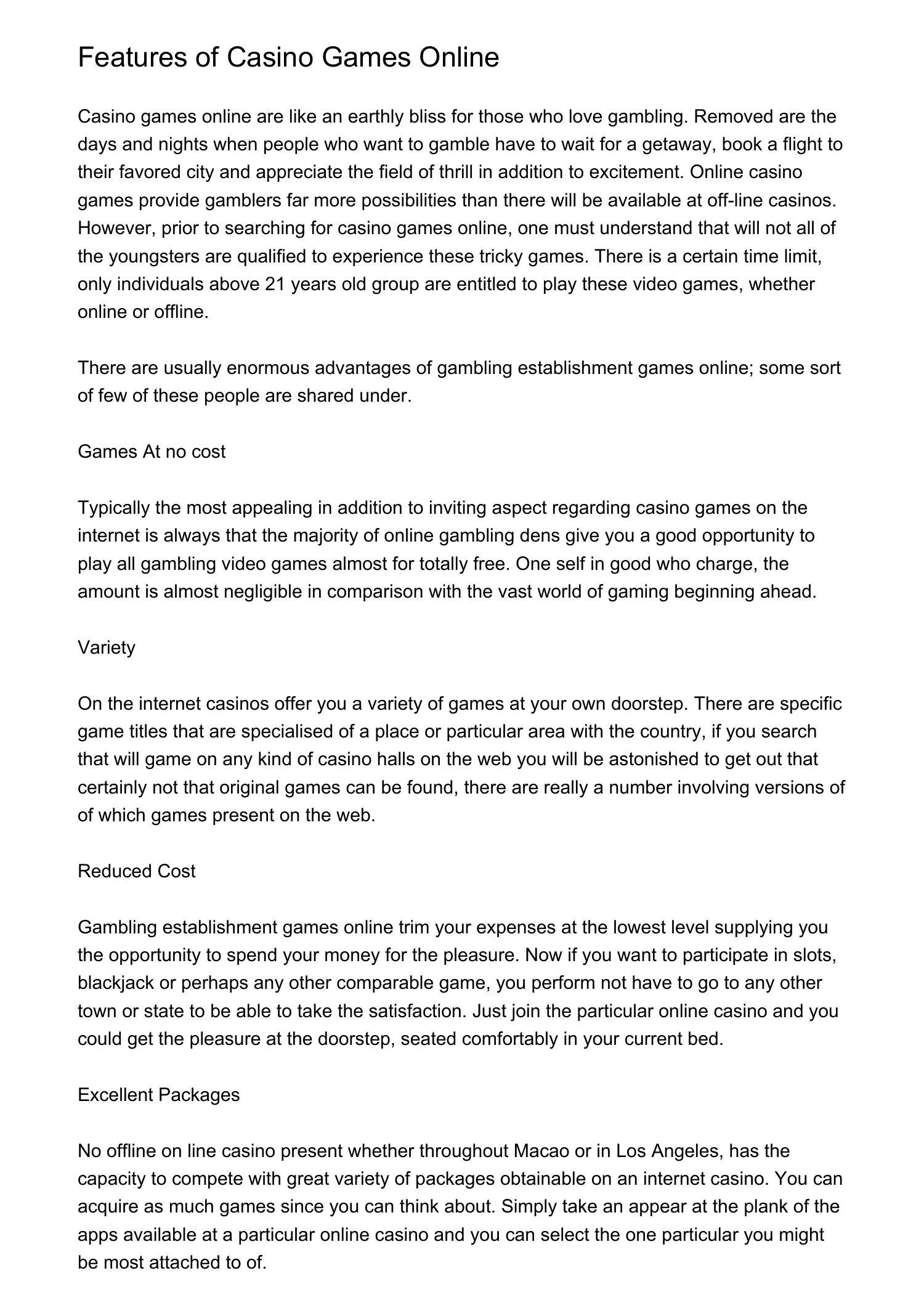 Features of Casino Games DocDroid