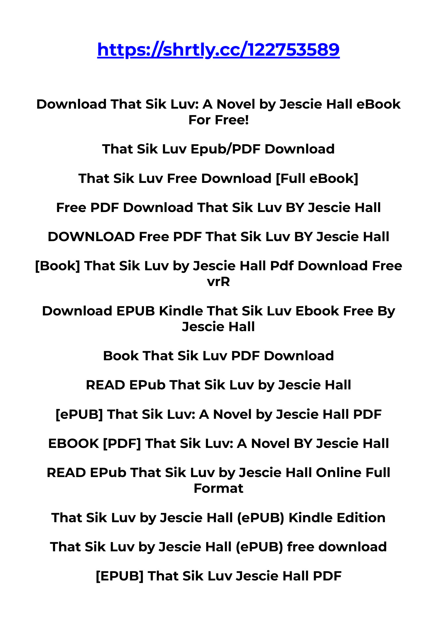 Download PDF That Sik Luv Ebook Free By Jescie Hall.pdf