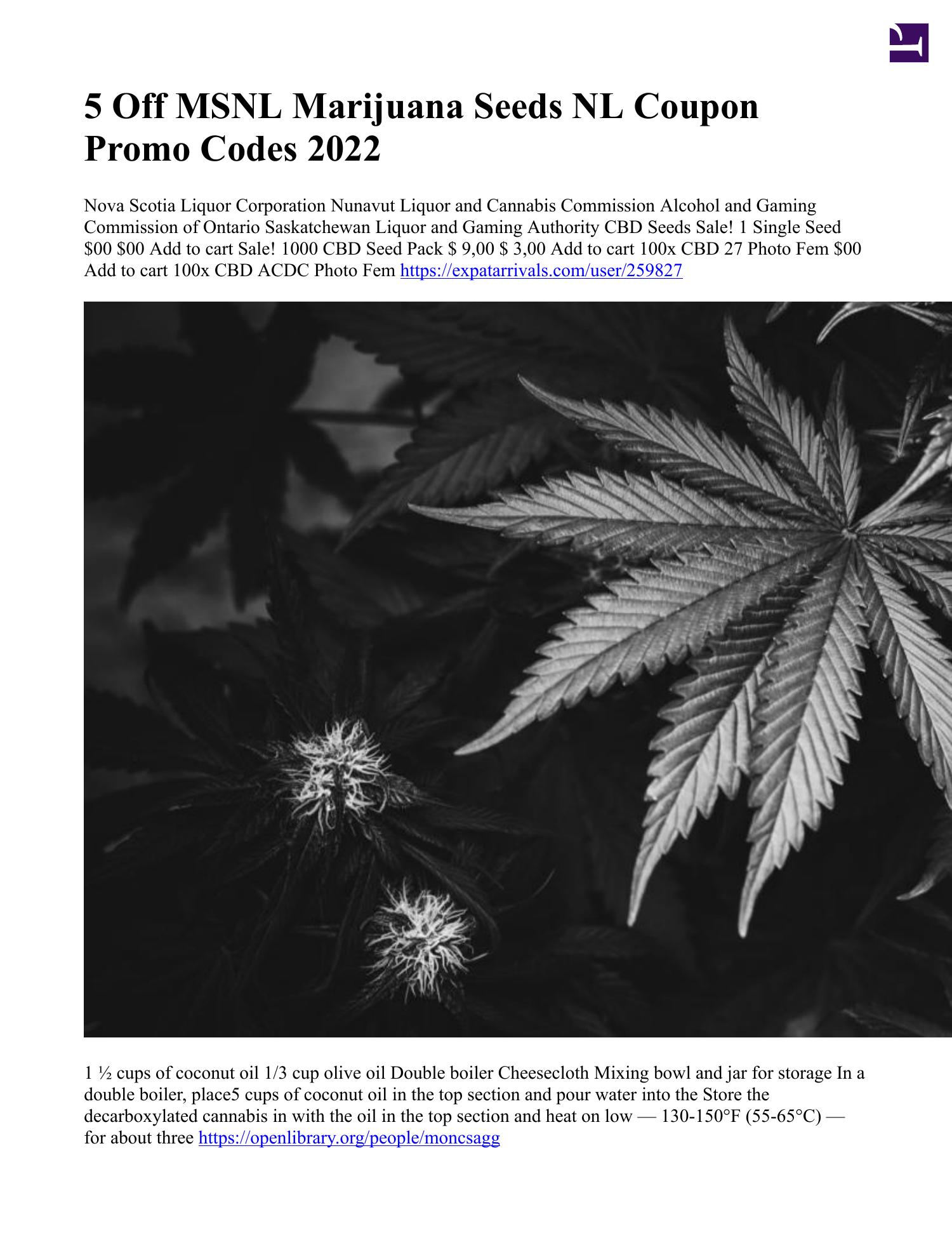 5 Off MSNL Marijuana Seeds NL Coupon Promo Codes 2022.pdf DocDroid