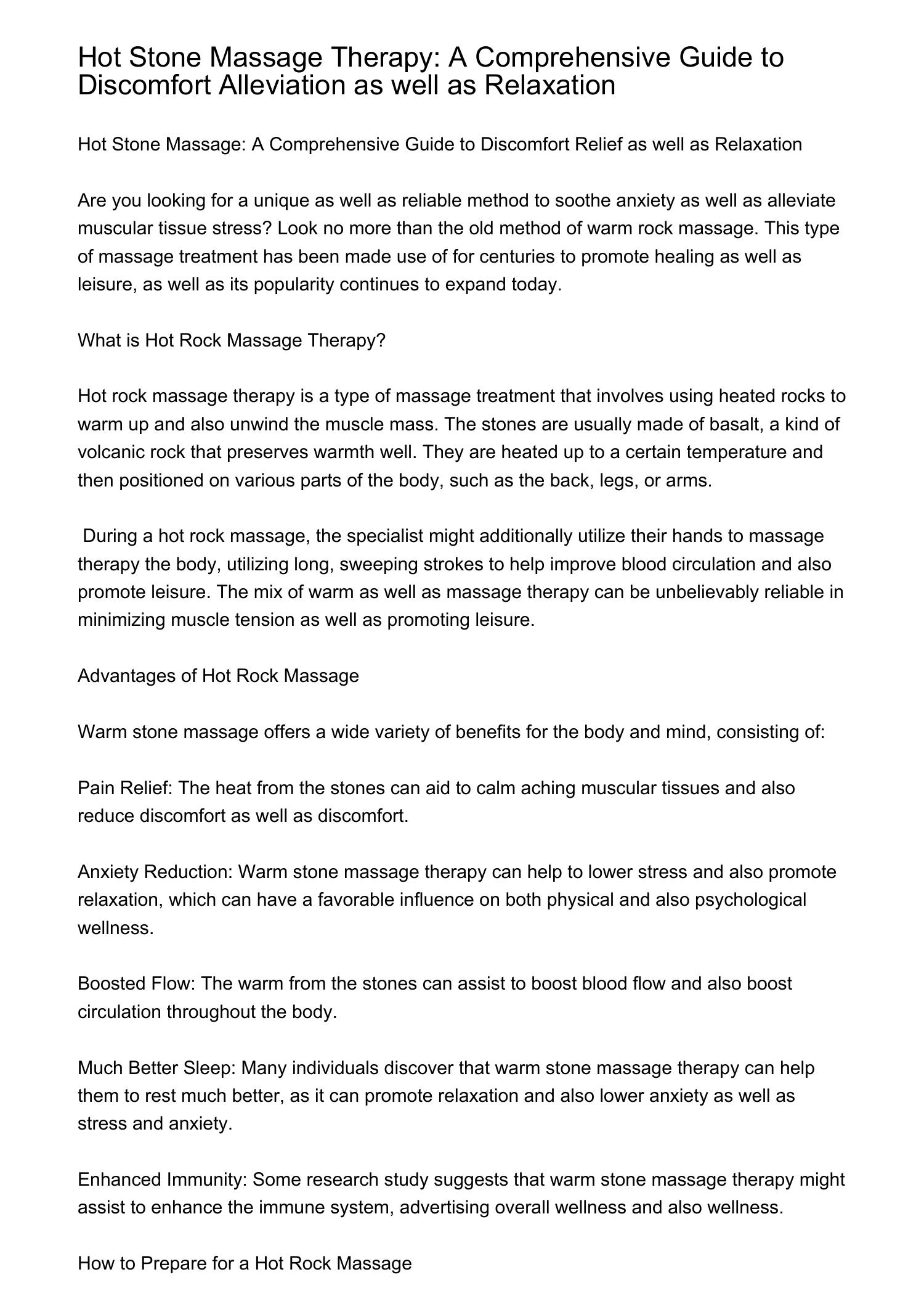 Hot Rock Massage A Comprehensive Guide to Pain Alleviation and