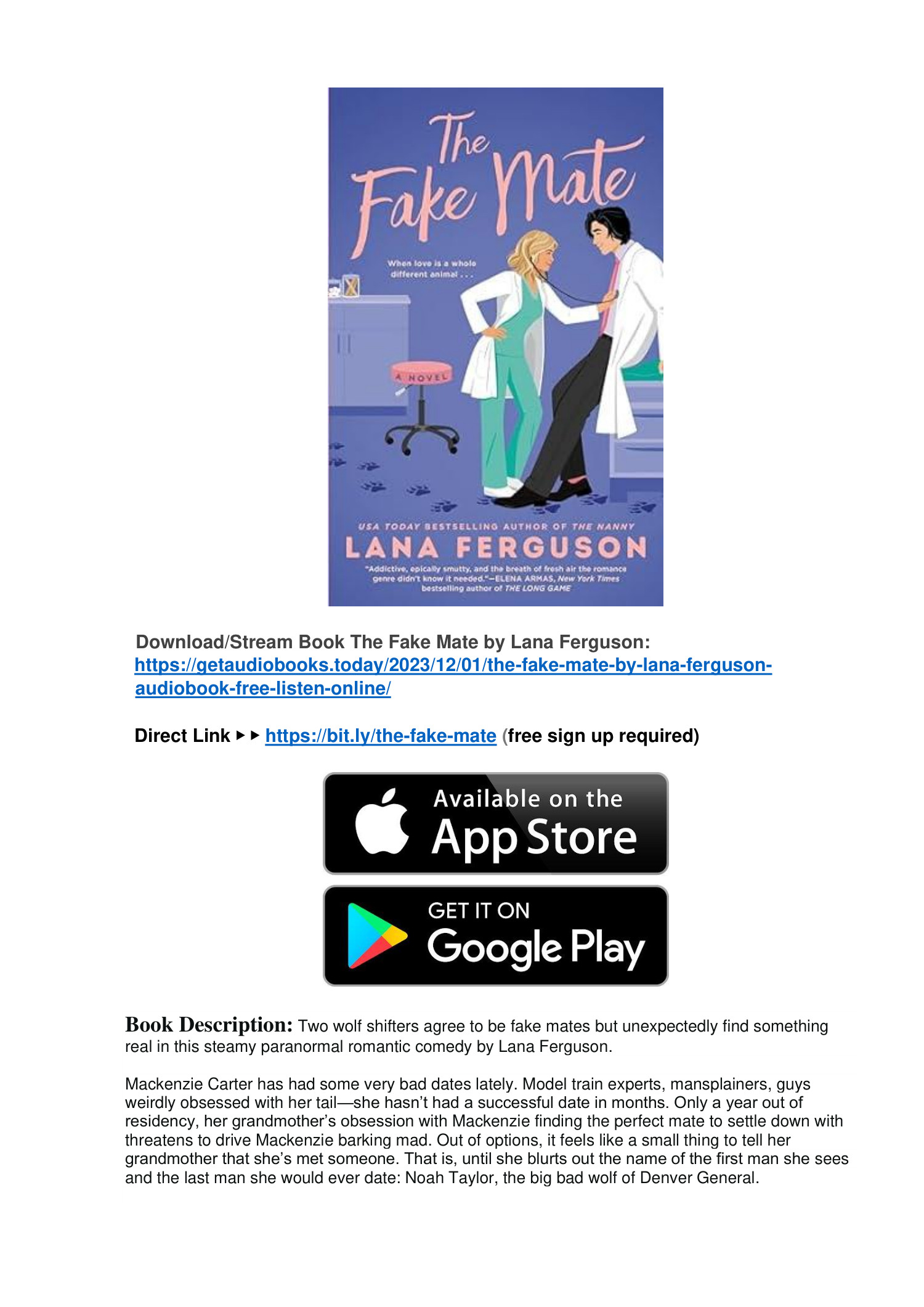 PDF Book The Fake Mate by Lana Ferguson Audiobook Free Download