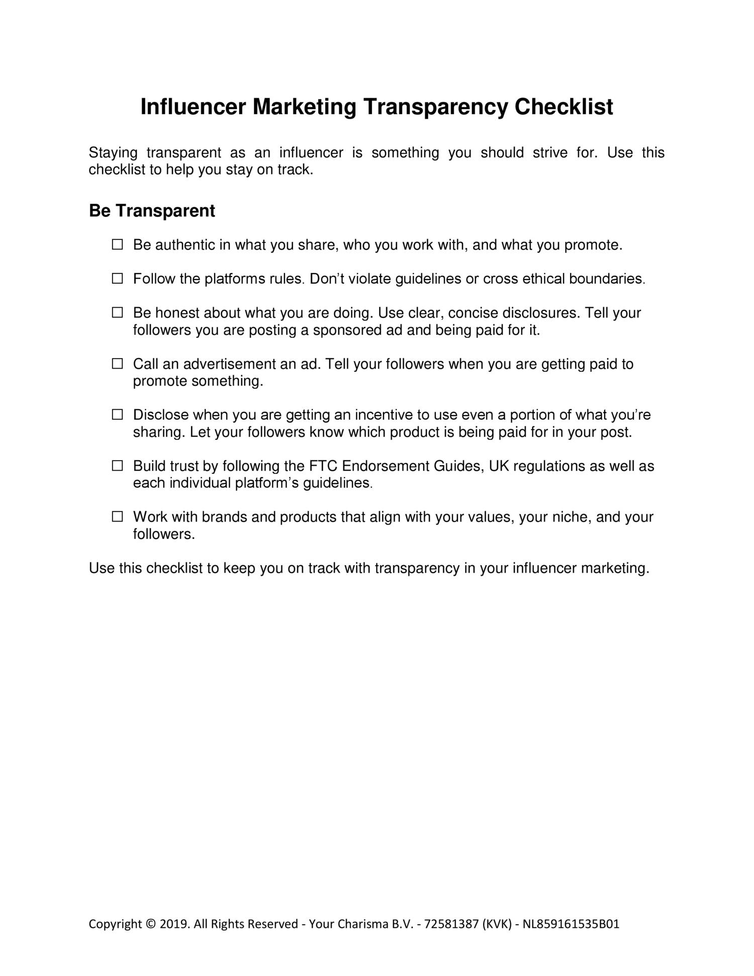 checklist - Influencer Marketing Transparency Checklist.docx | DocDroid