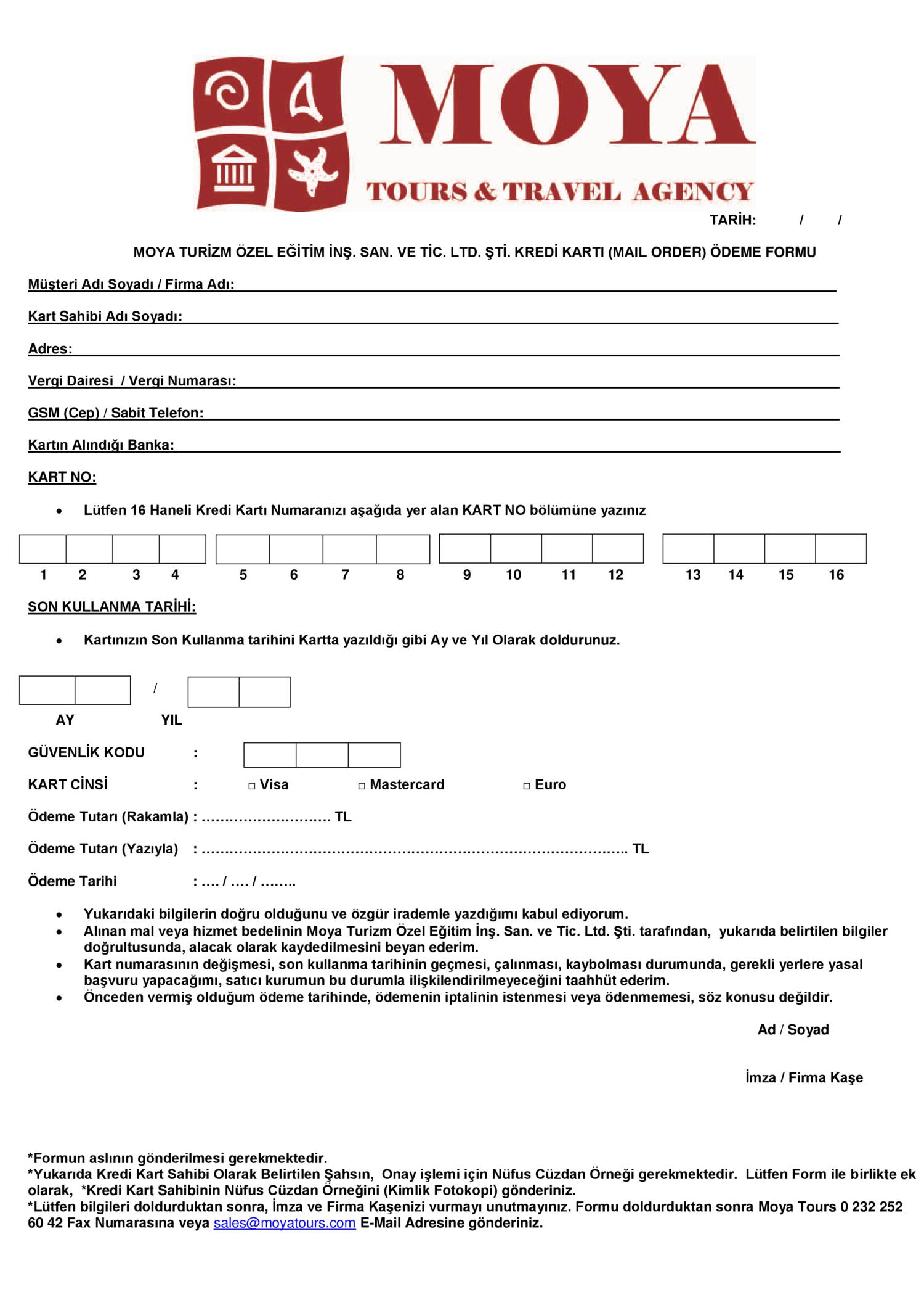 Boş mail order formu pdf