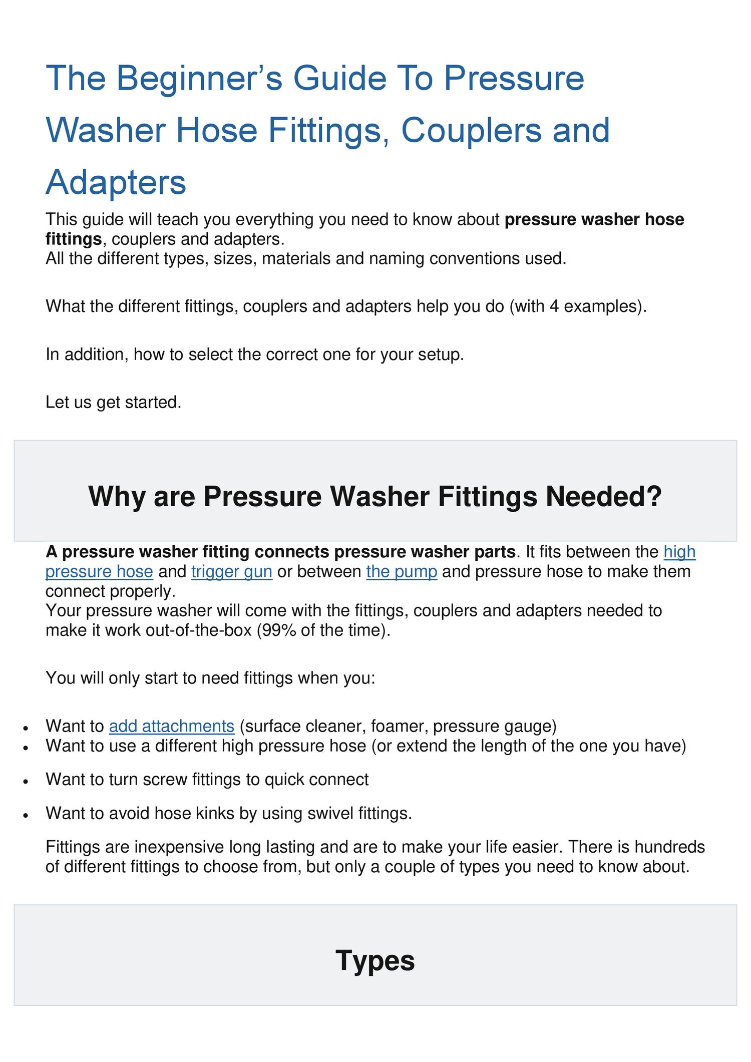The Beginner’s Guide To Pressure Washer Hose Fittings, Couplers and