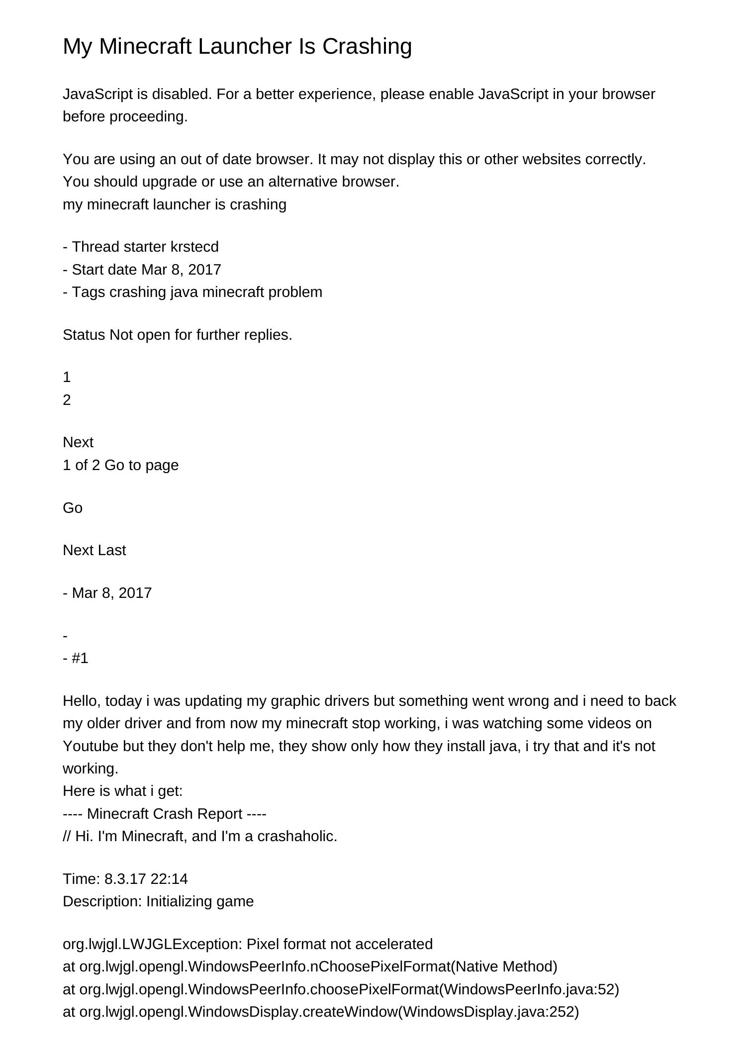 My Minecraft Launcher Is Crashingtxjvr.pdf.pdf | DocDroid