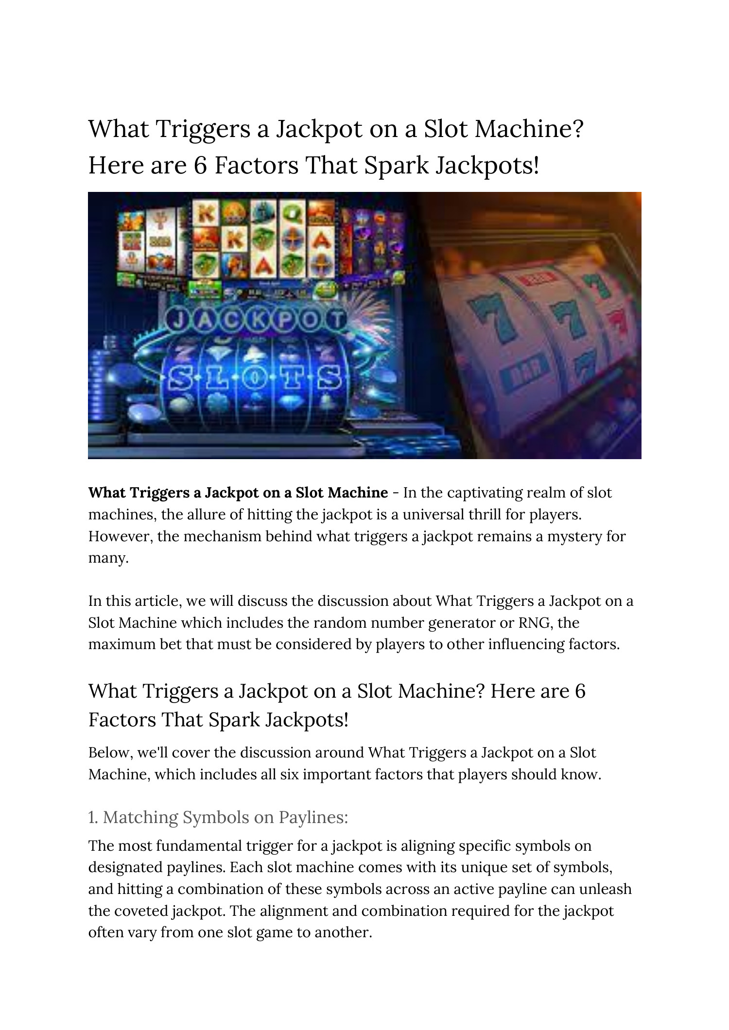 What Triggers a Jackpot on a Slot Machine_ Here are 6 Factors That