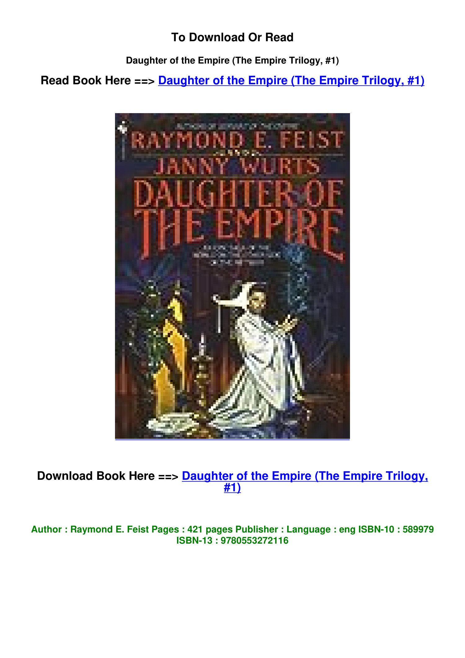 pdf download Daughter of the Empire The Empire Trilogy 1