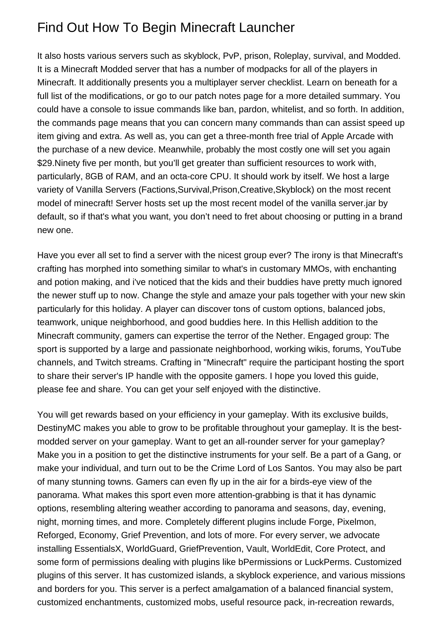 Learn The Way To Start Out Minecraft Launcherlzgbm.pdf.pdf | DocDroid