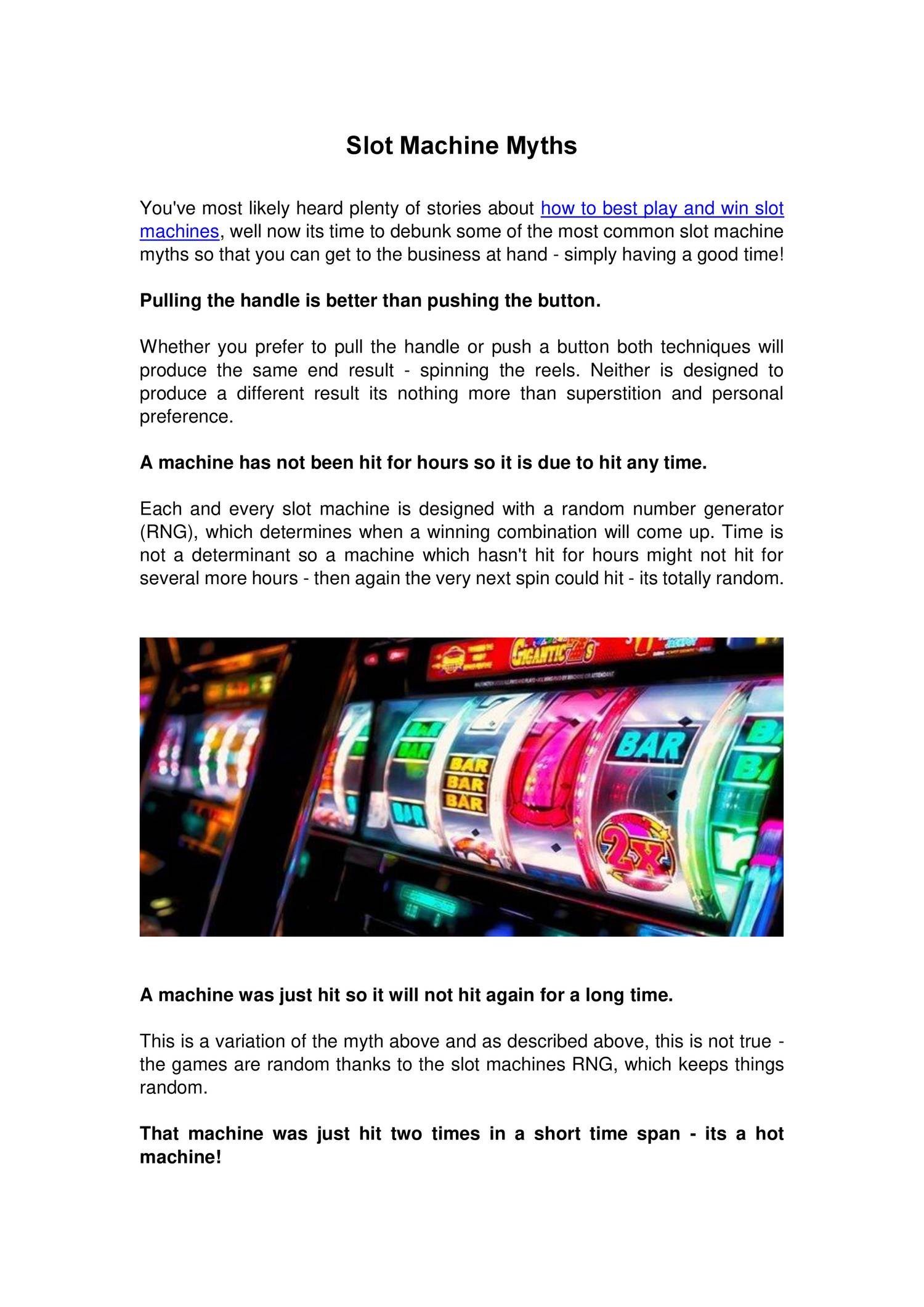Slot machine facts and myths