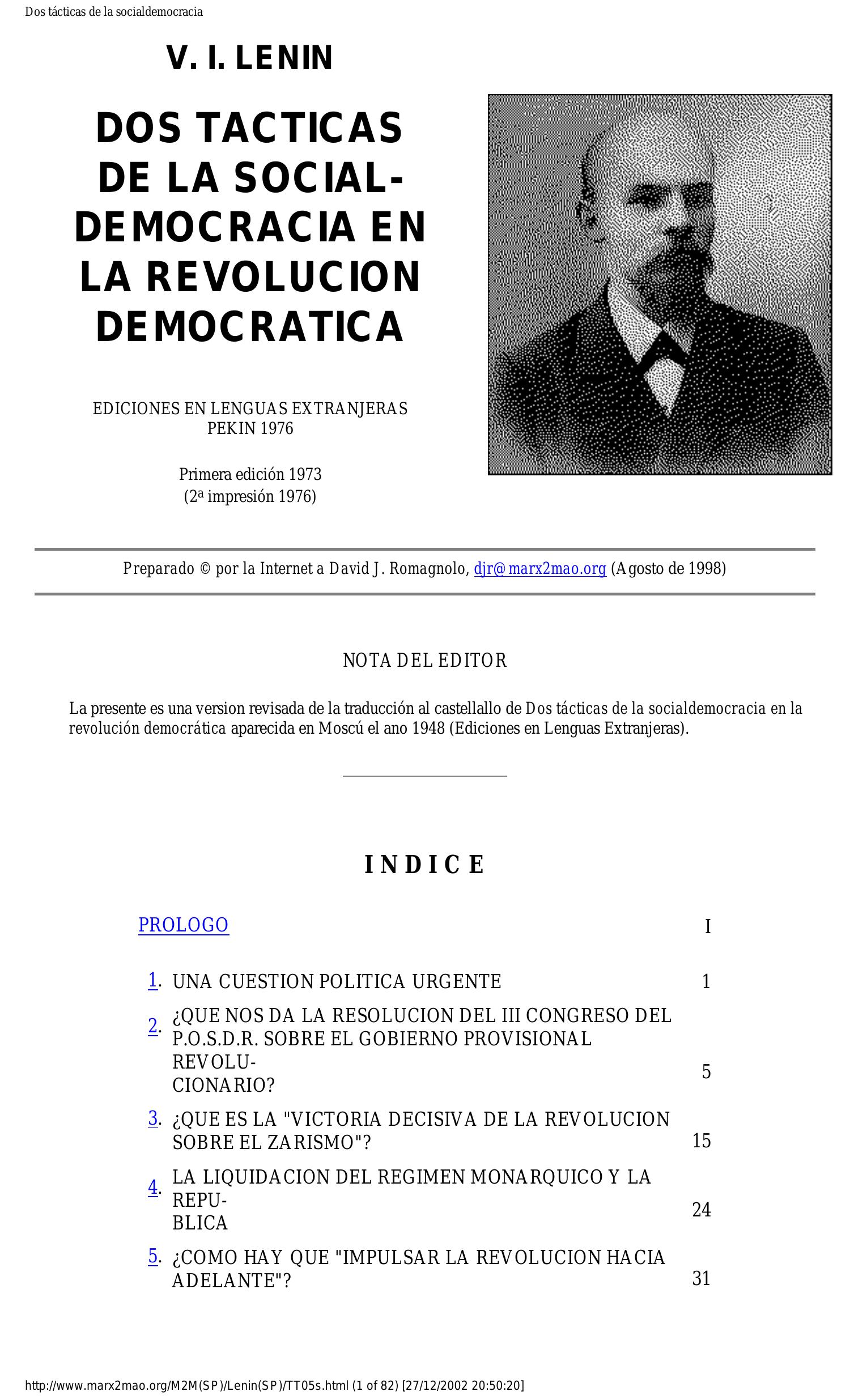 Vladimir I Lenin Dos T cticas De La Socialdemocracia En La vladimir-i-lenin-dos-t-cticas-de-la-socialdemocracia-en-la