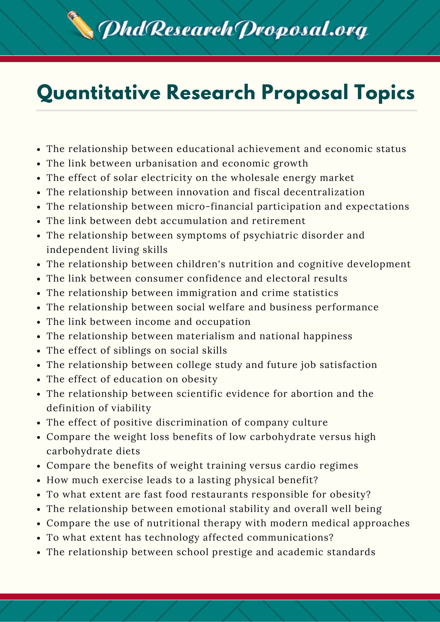 list three research topics which may require a quantitative interview