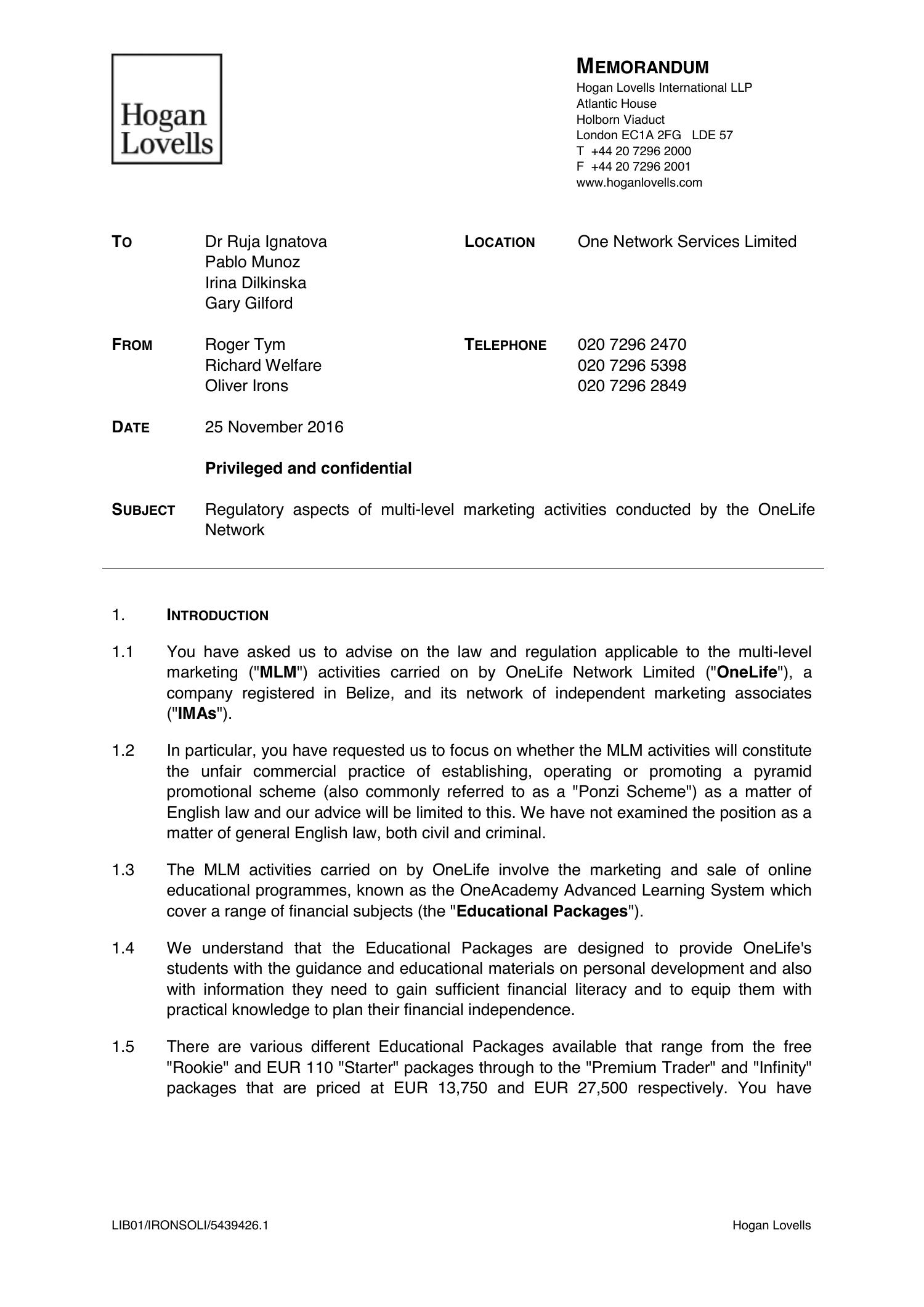 Hogan Lovells’ OneCoin Memorandum November 25, 2016.pdf DocDroid