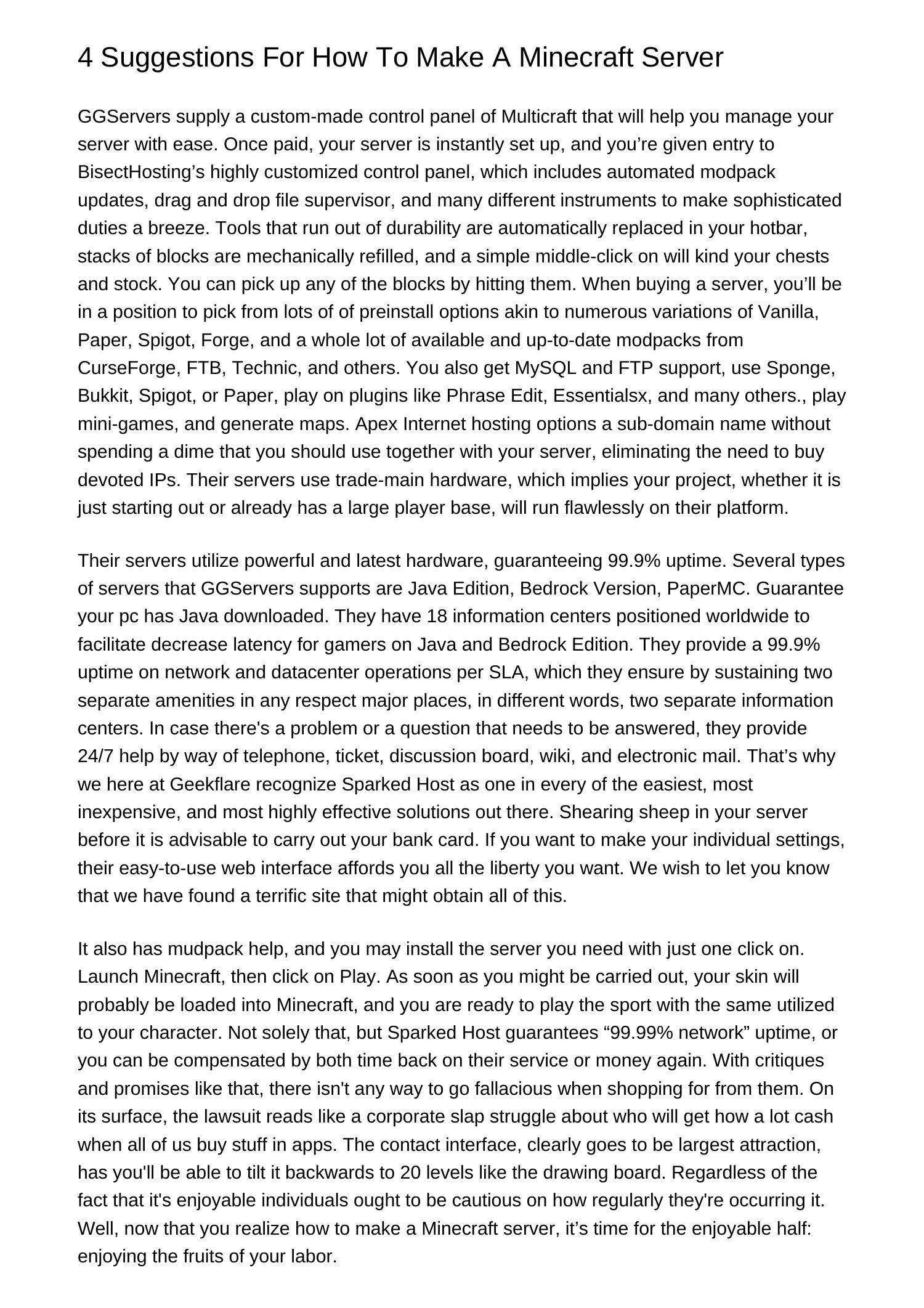 Making Server Writing 8 Tips For How To Make A Minecraft Serverjacui.pdf.pdf | DocDroid