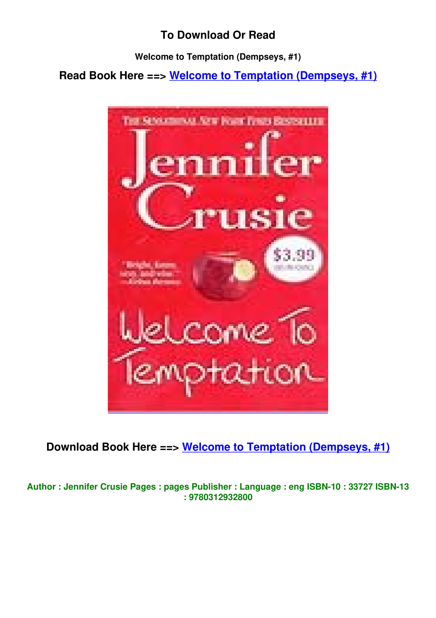 pdf Download to Temptation Dempseys 1 by Jennifer Crusie.pdf