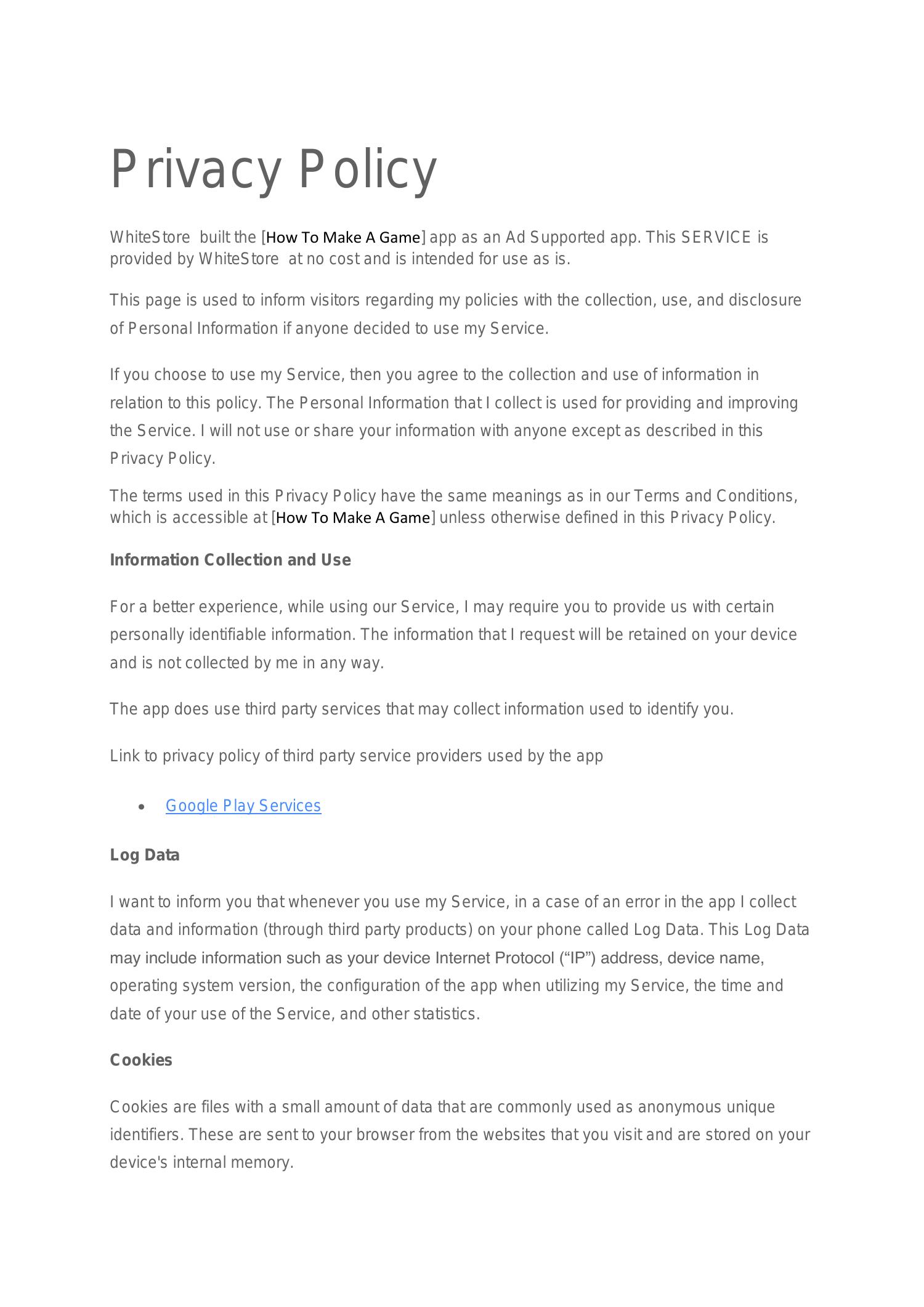 How To Make A GamePolicy.docx DocDroid