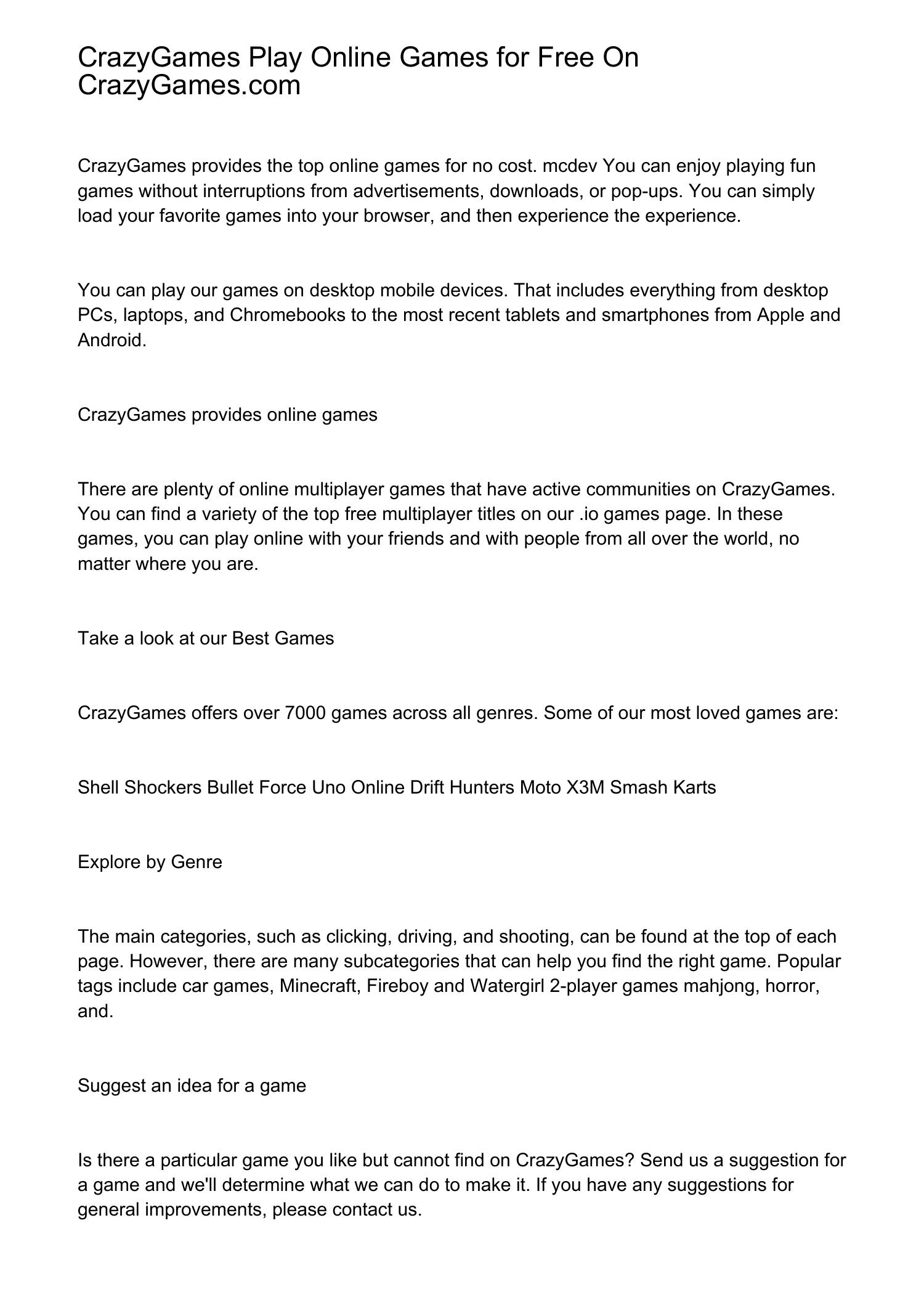 CrazyGames Free Online Games on DocDroid