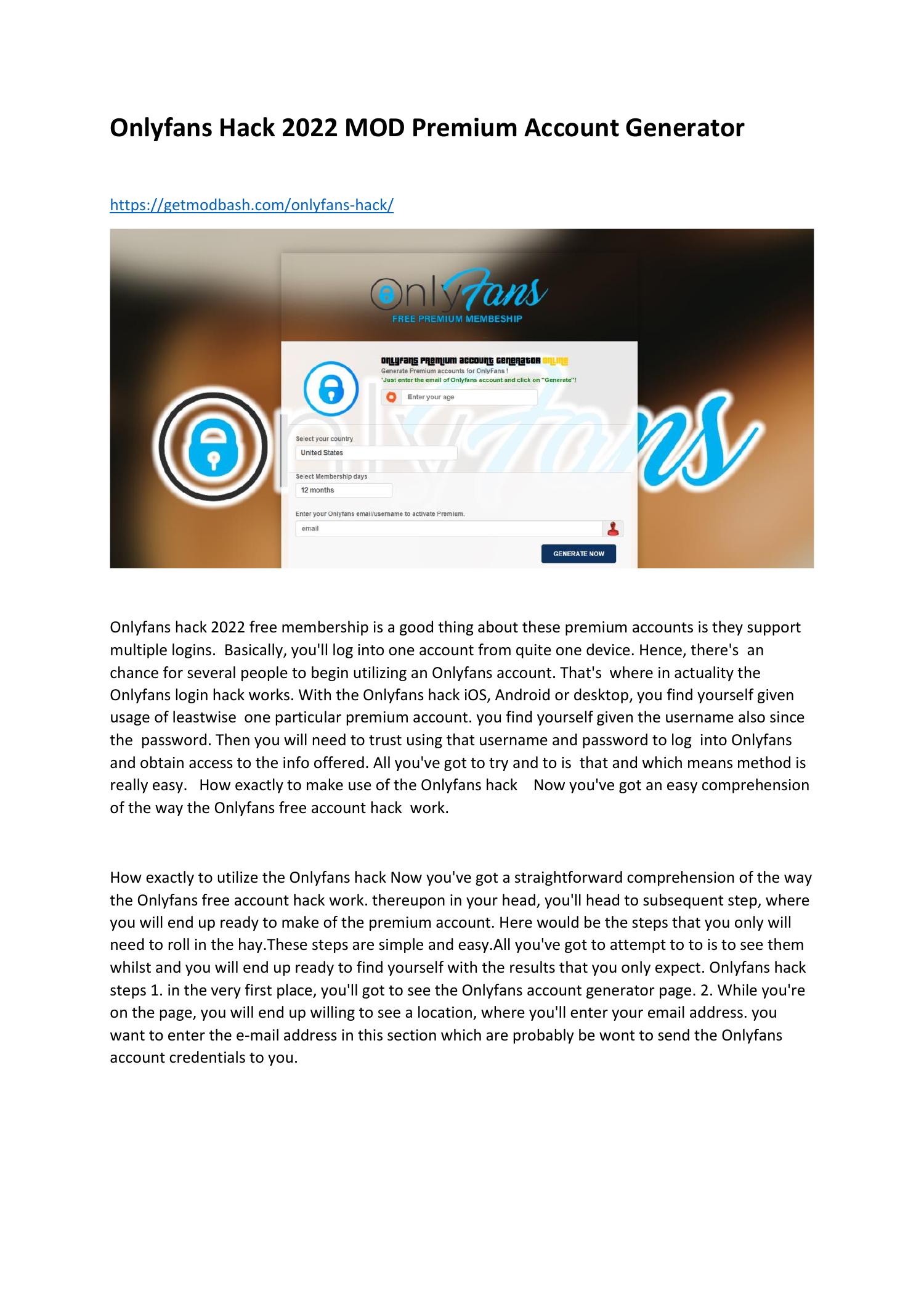 Onlyfans Hack MOD Premium Account Generator.pdf DocDroid