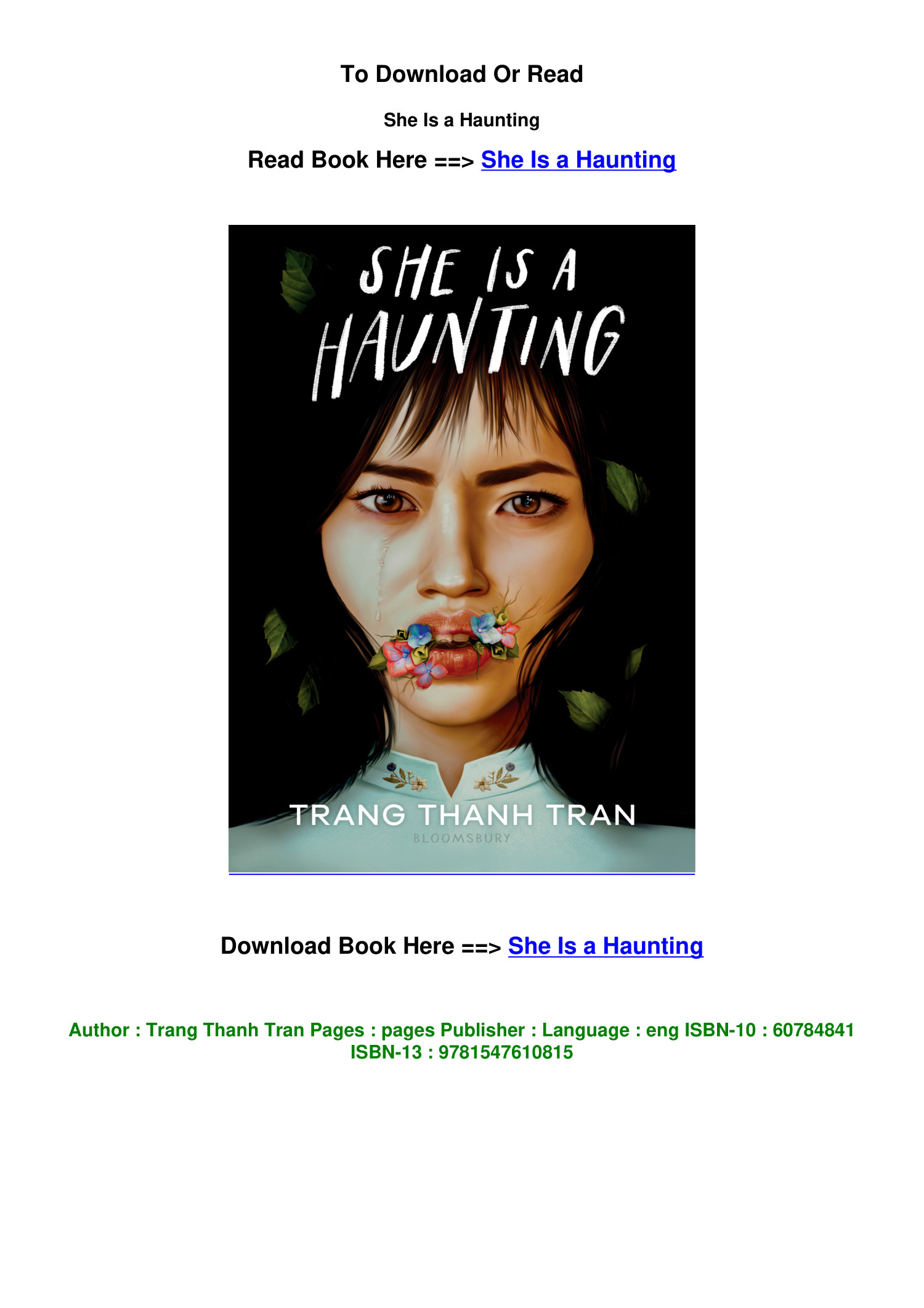 DOWNLOAD Pdf She Is a Haunting by Trang Thanh Tran.pdf DocDroid