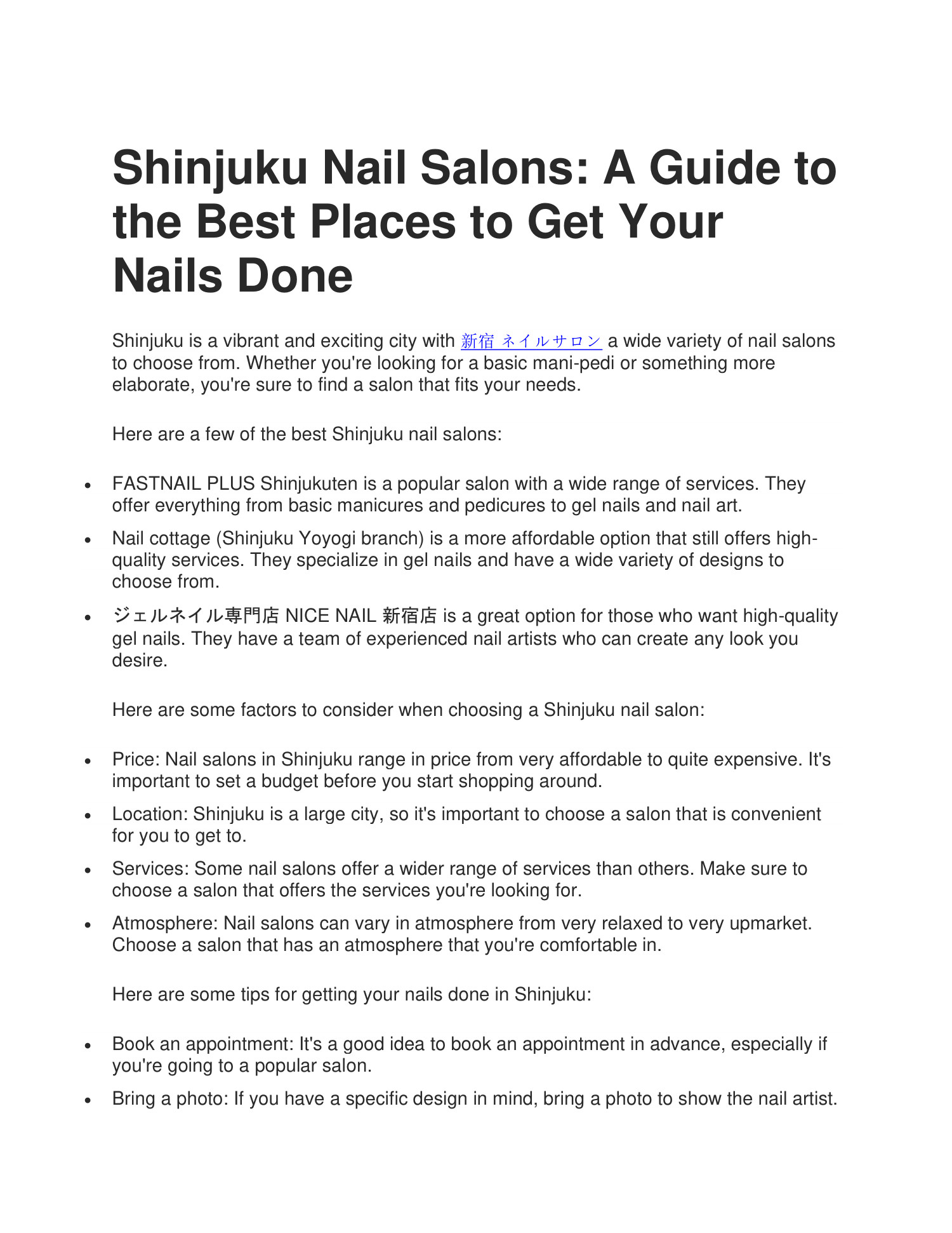 Shinjuku Nail Salons A Guide to the Best Places to Get Your Nails Done