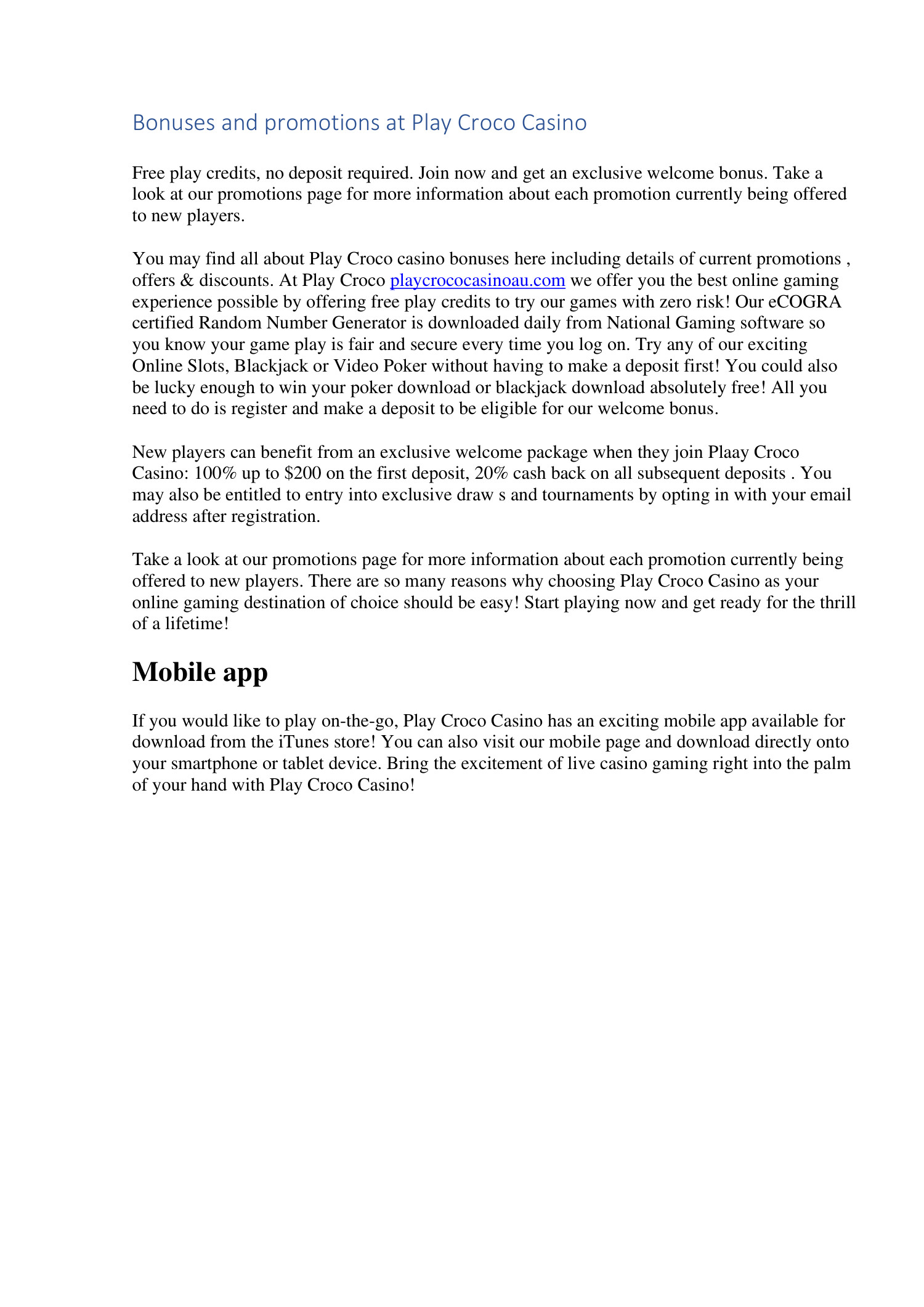 Play Croco Casino Free Spins: Australian Player Benefits