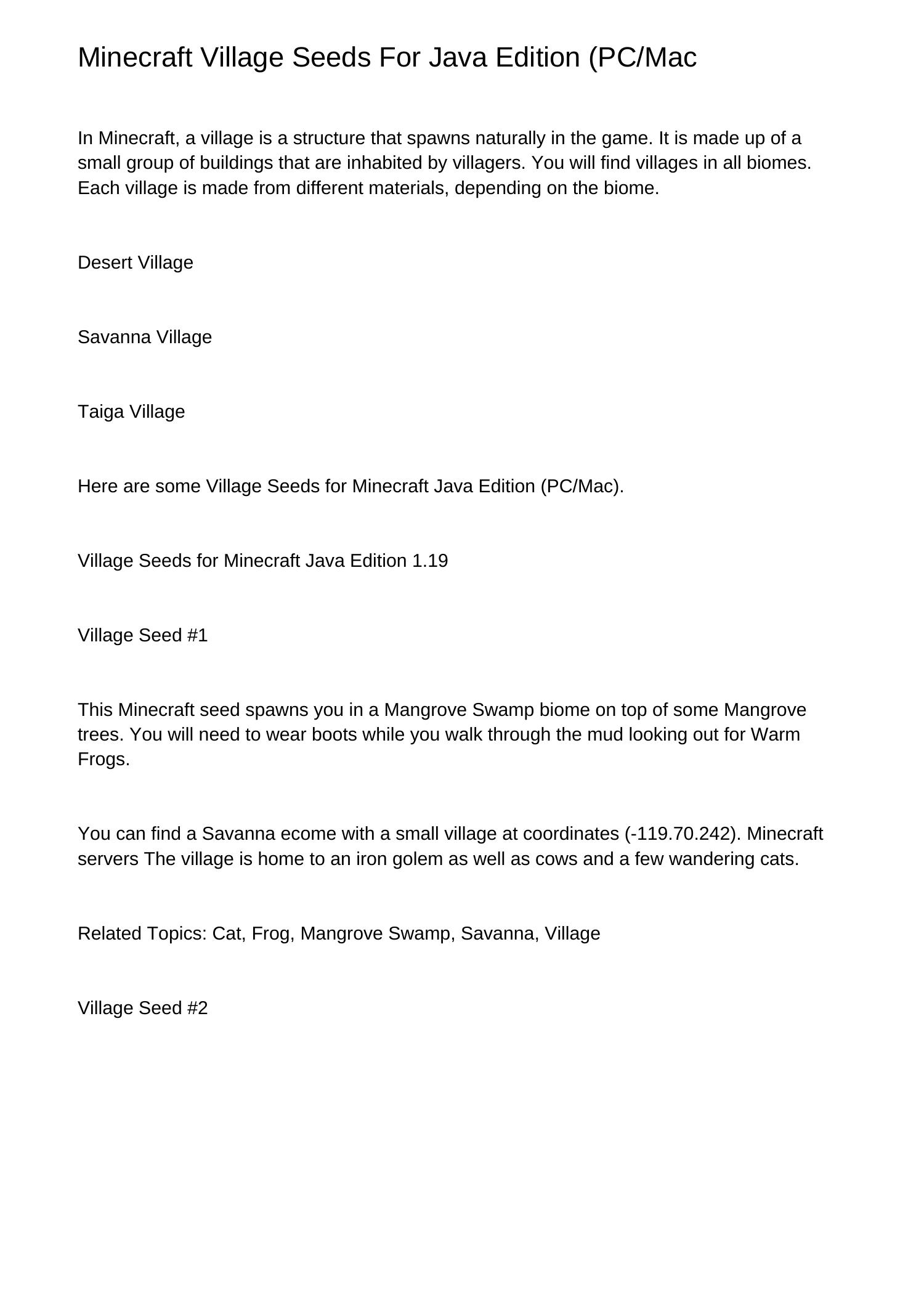 Minecraft Village Seeds For Java Edition PCMacdbgxi.pdf.pdf | DocDroid