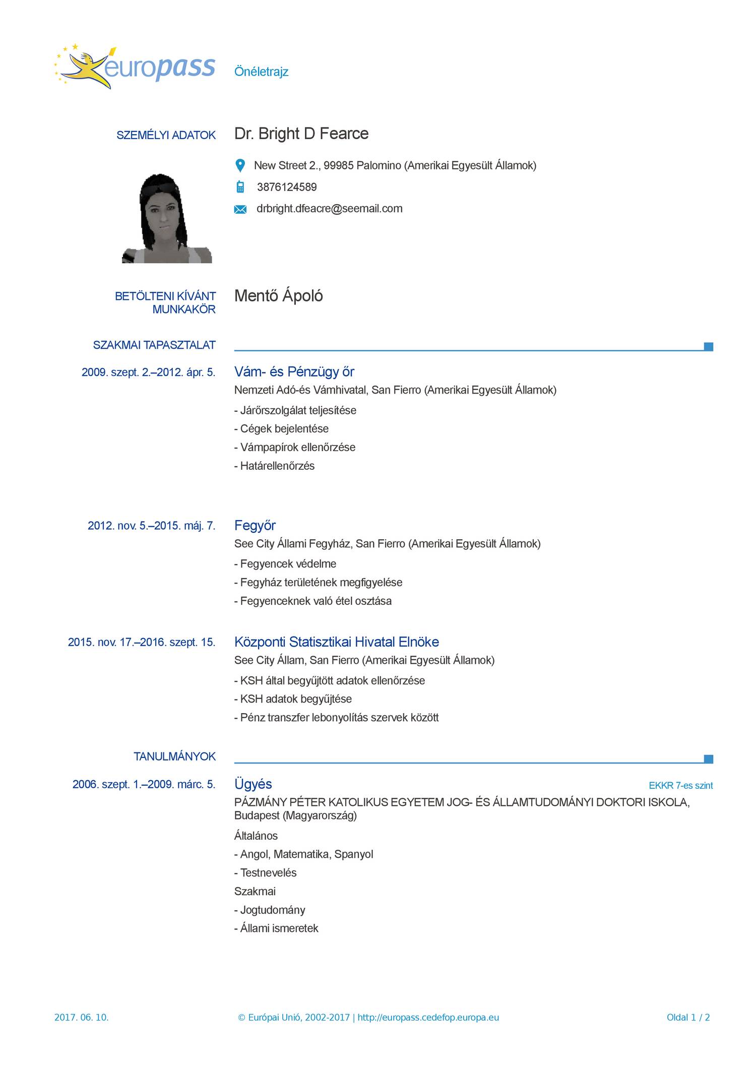 Resume Format Model Cv Europass Tourism